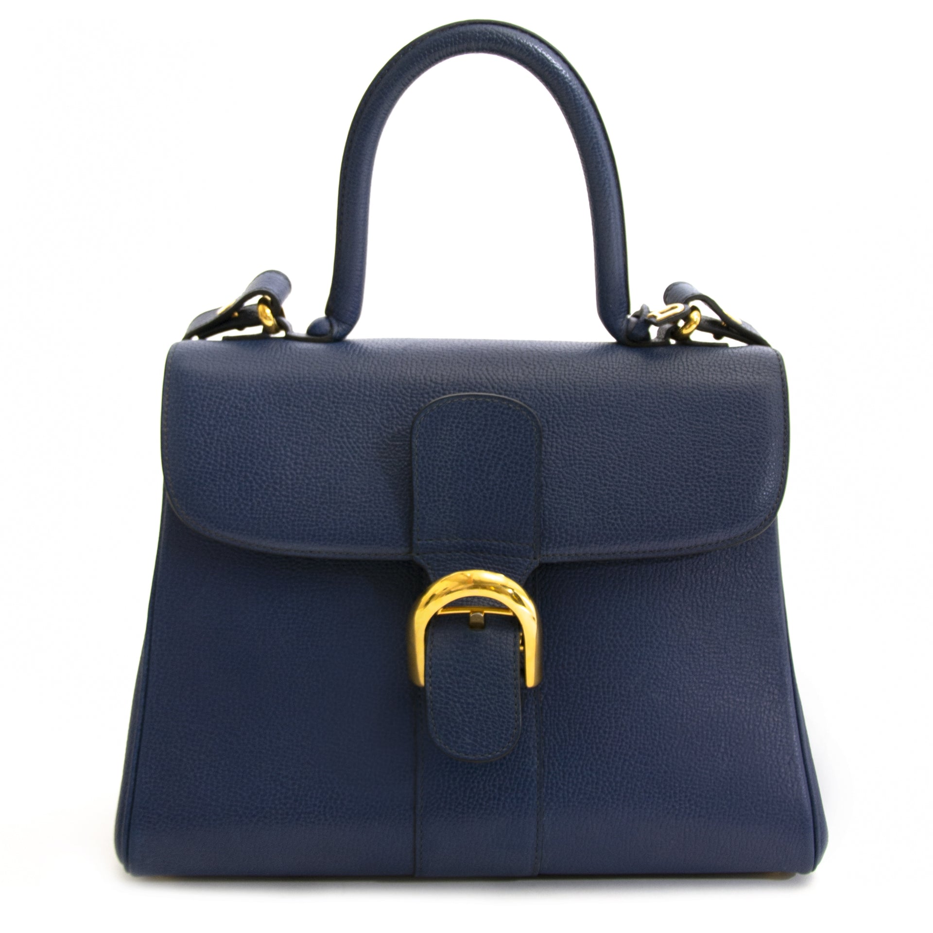 Achète authentique seconde main Delvaux Brilliant MM Navy Blue chez webshop LabelLOV