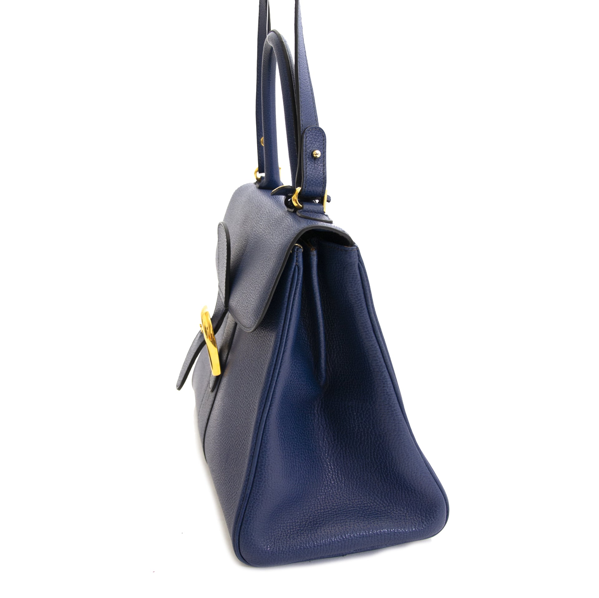 Koop authentieke tweedehands Delvaux Brilliant MM Navy Blue online webshop LabelLOV