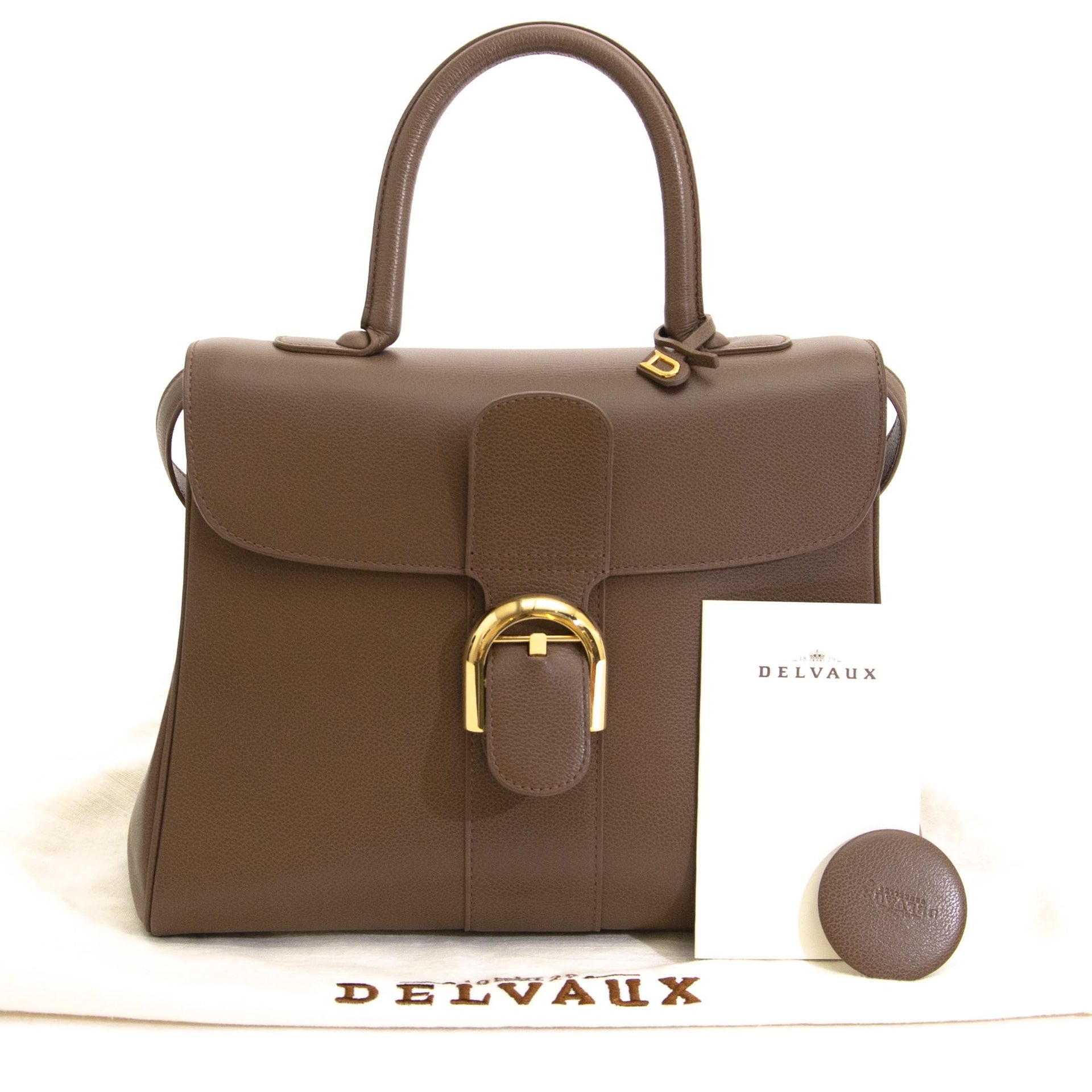Delvaux Brillant MM Jumping Taupe te koop bij Labellov tweedehands luxe