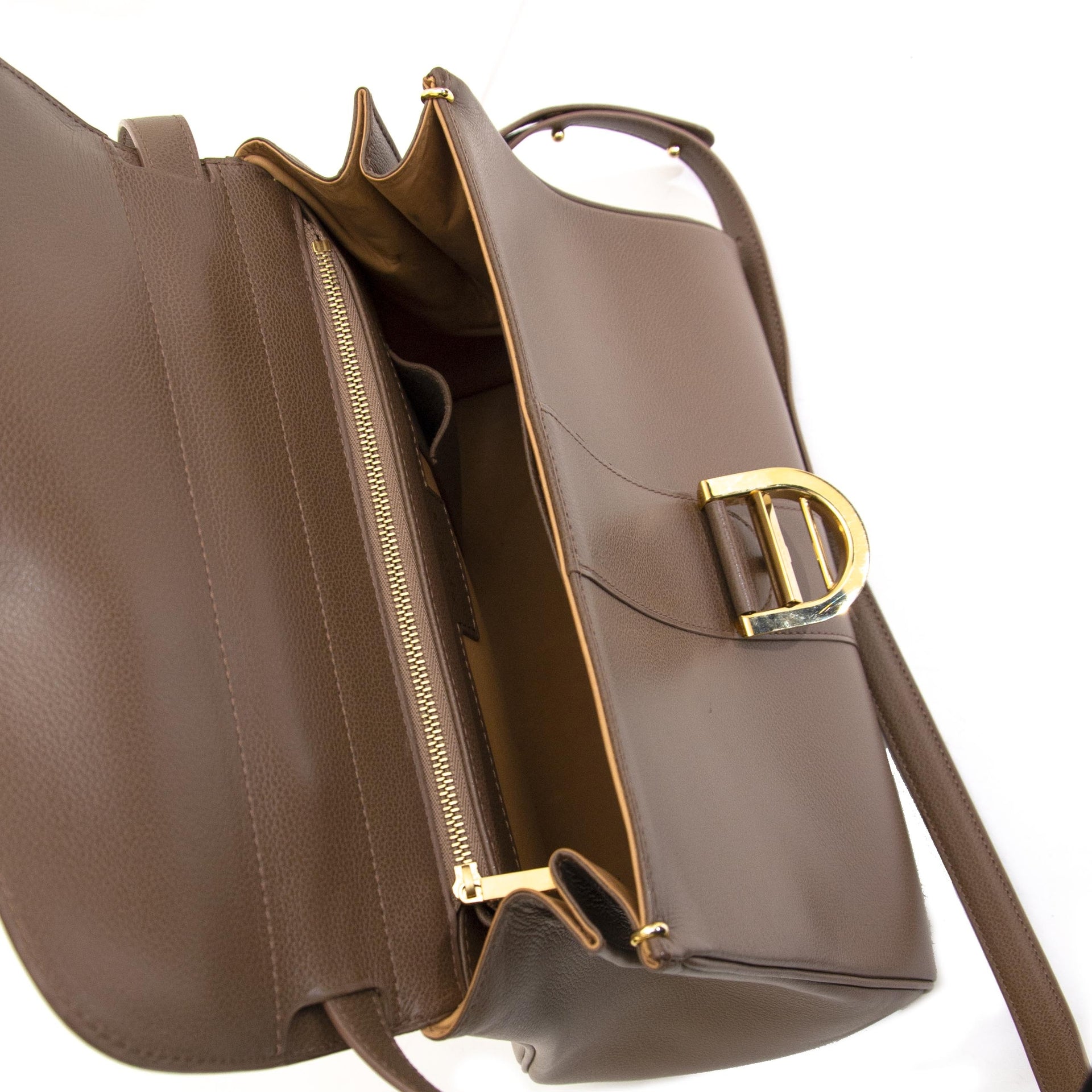 Delvaux Brillant MM Jumping Taupe te koop tweedehands