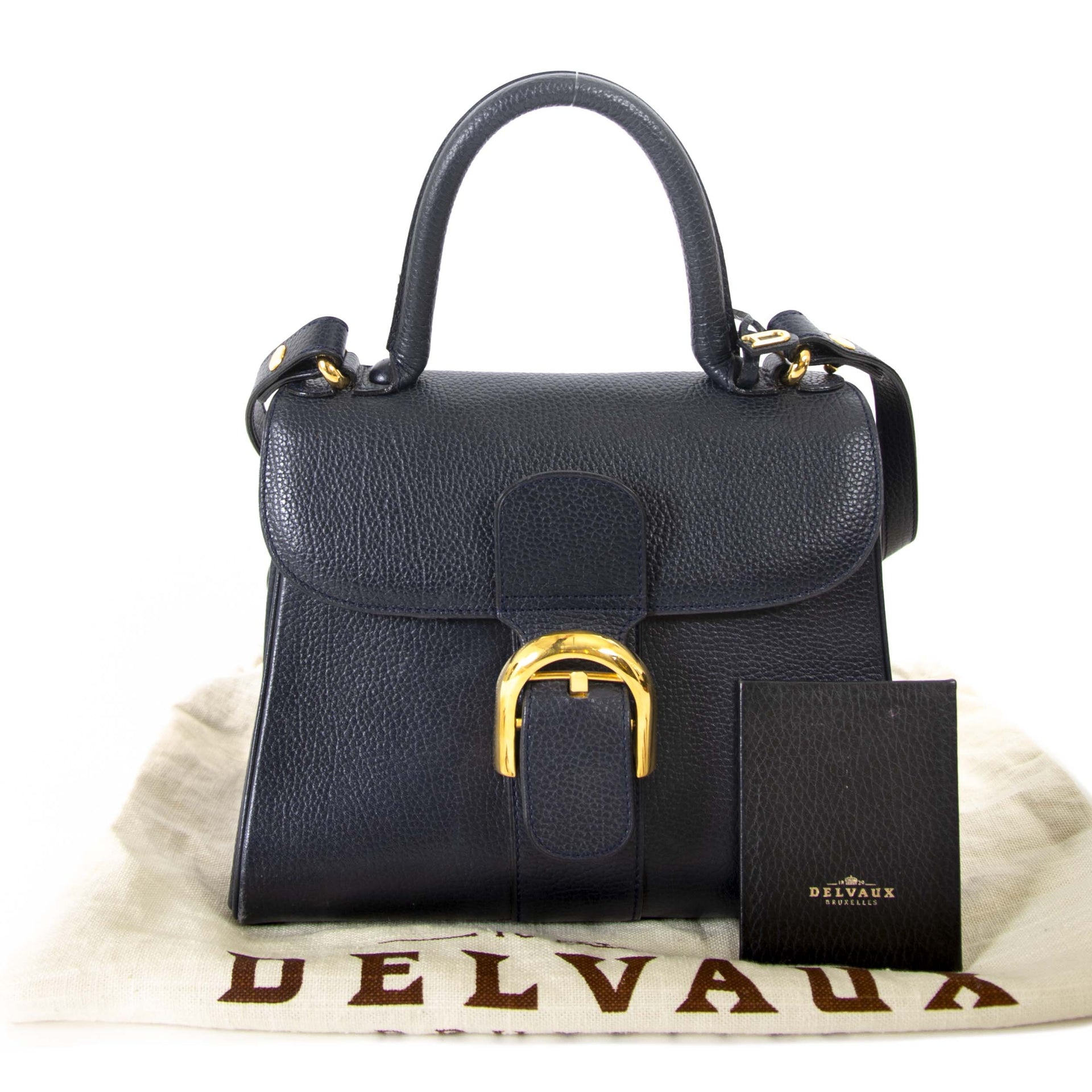 Delvaux brillant donker blauw pm tas nu te koop bij labellov vintage mode webshop belgië