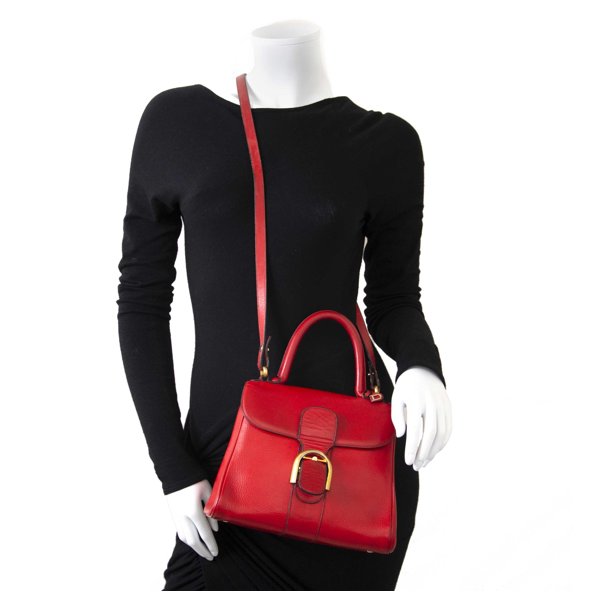 Delvaux Red Brillant PM Bag + Strap now for sale at labellov vintage fashion webshop belgium