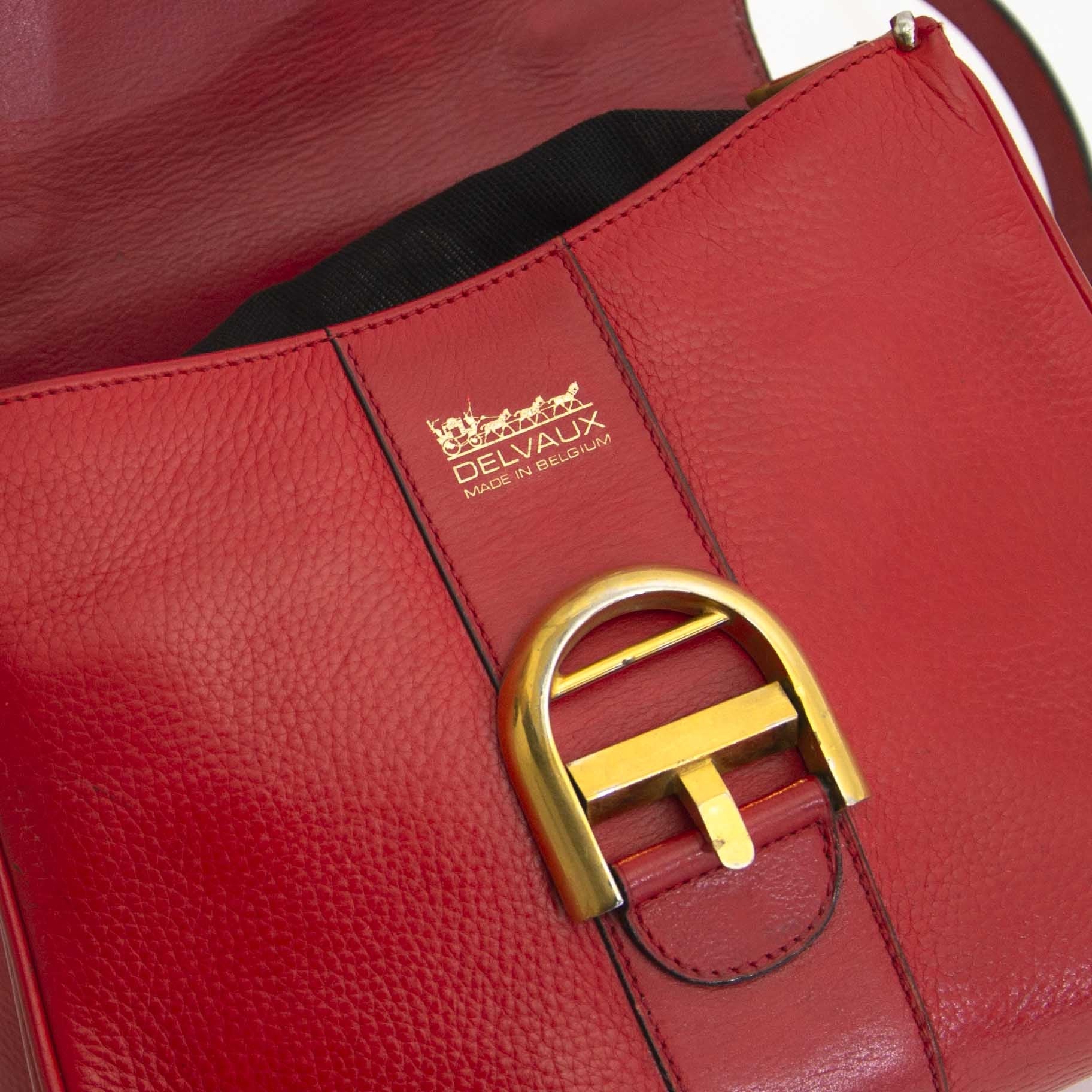 Delvaux Red Brillant PM Bag + Strap now for sale at labellov vintage fashion webshop belgium