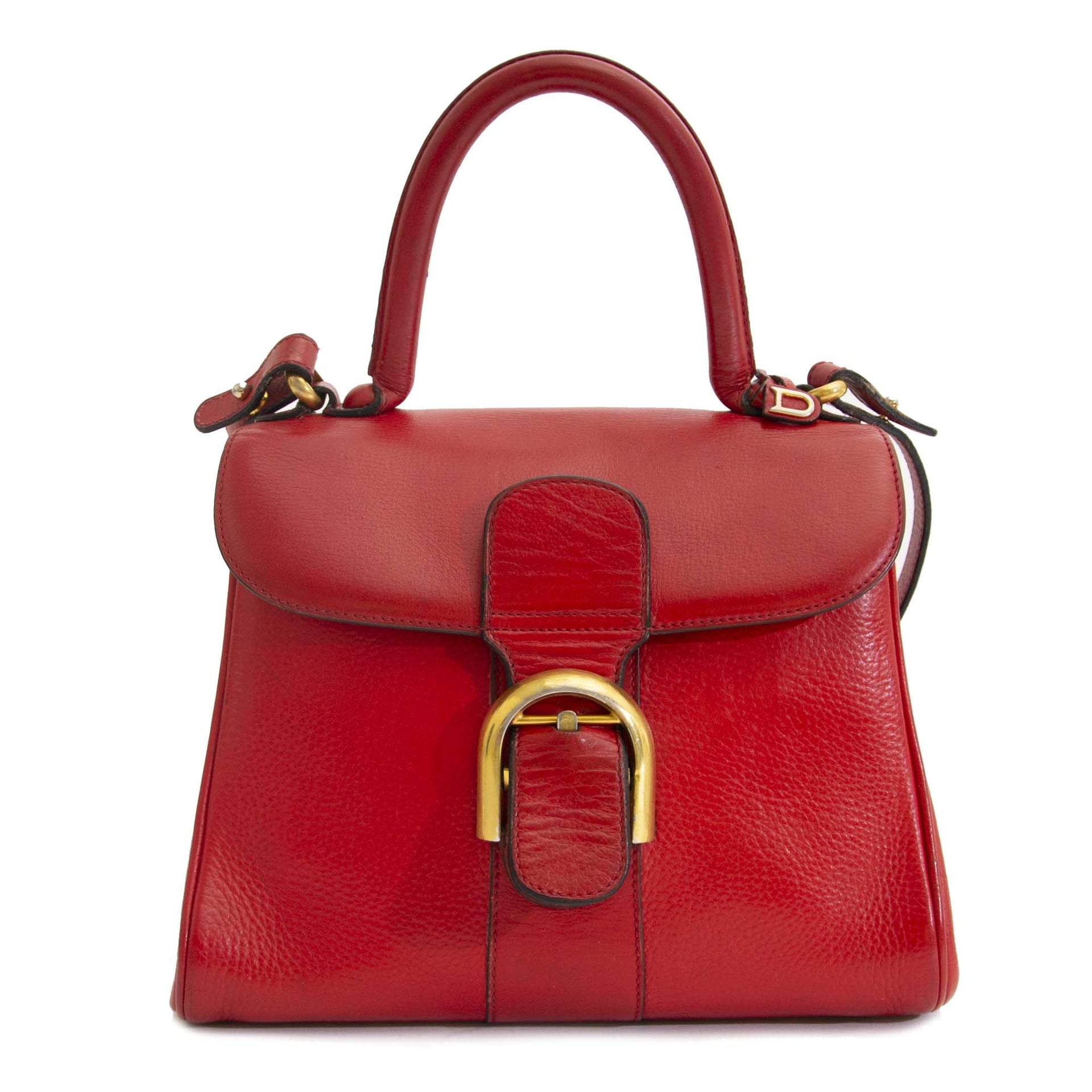Delvaux Red Brillant PM Bag + Strap now for sale at labellov vintage fashion webshop belgium