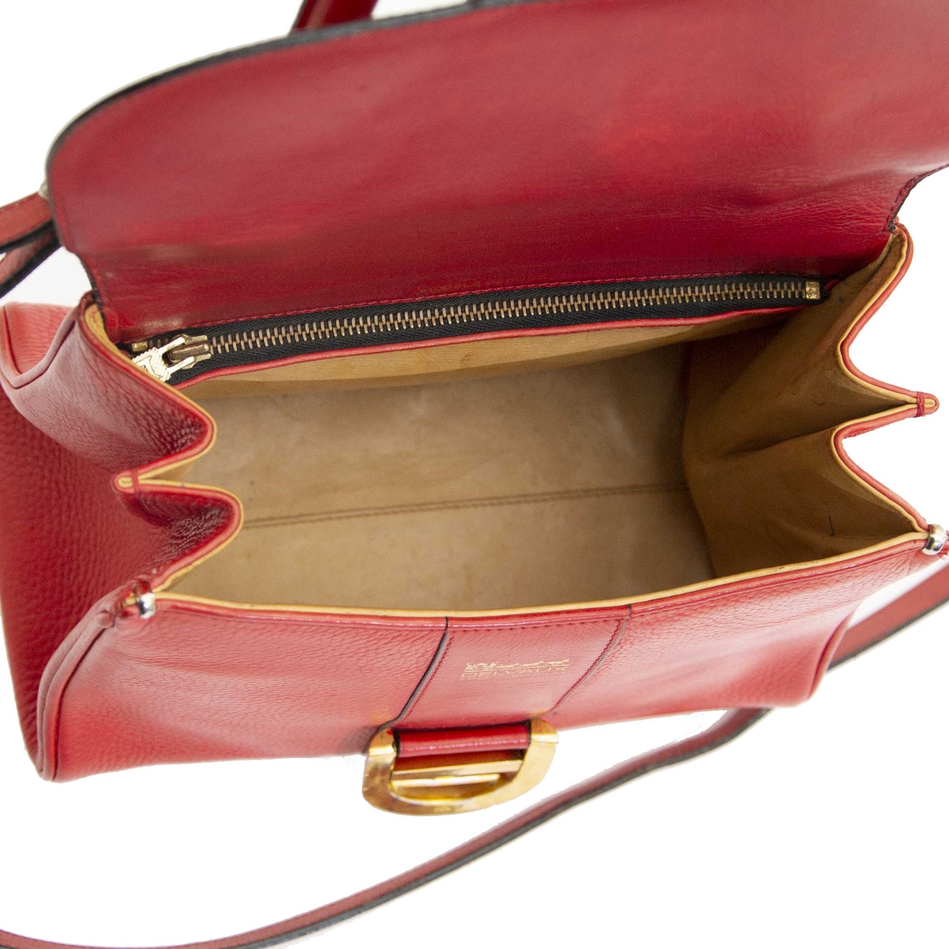 Delvaux Red Brillant PM Bag + Strap now for sale at labellov vintage fashion webshop belgium