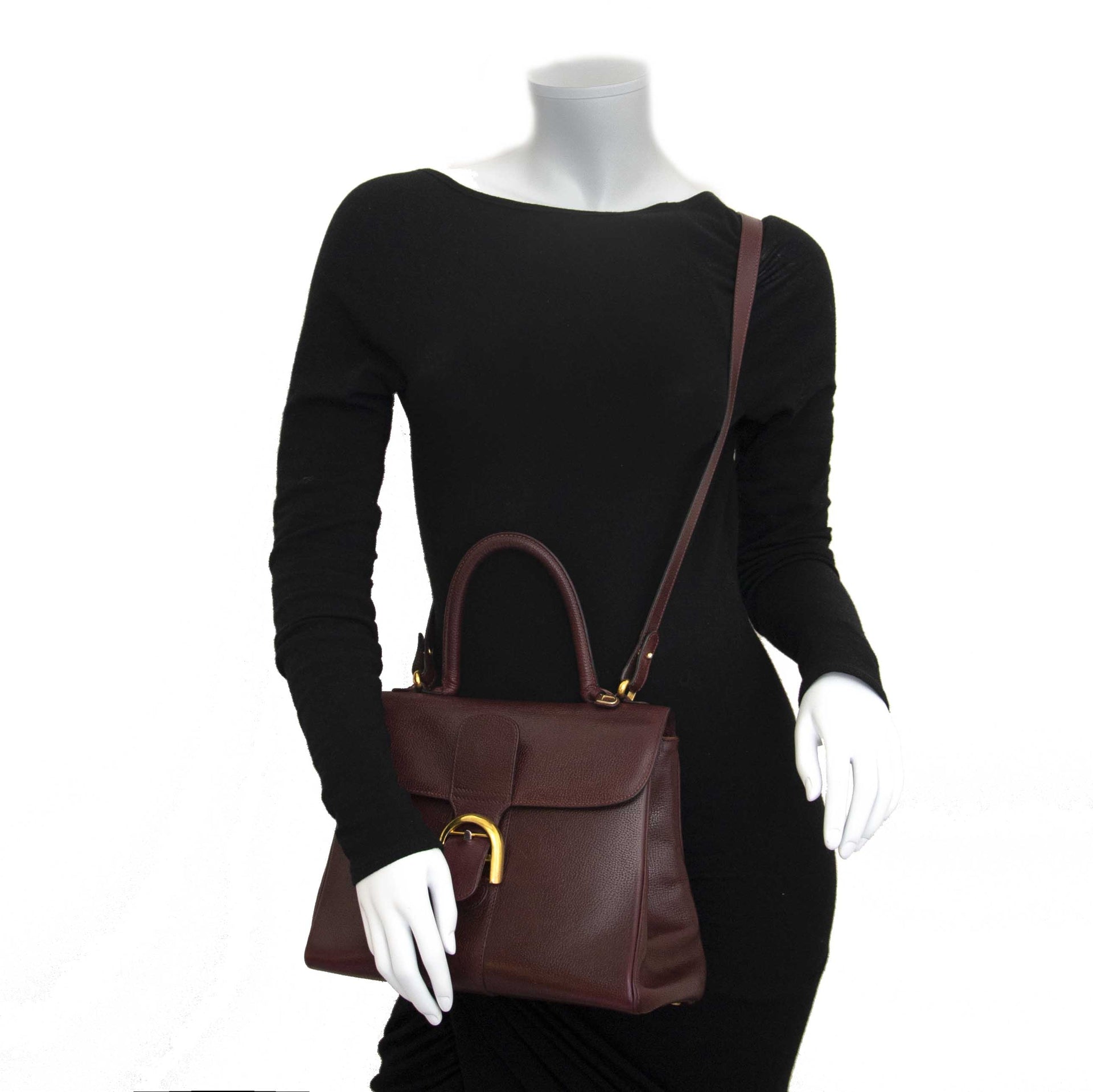Delvaux Brillant Bordeaux MM GHW + Strap now for sale at labellov vintage fashion webshop belgium