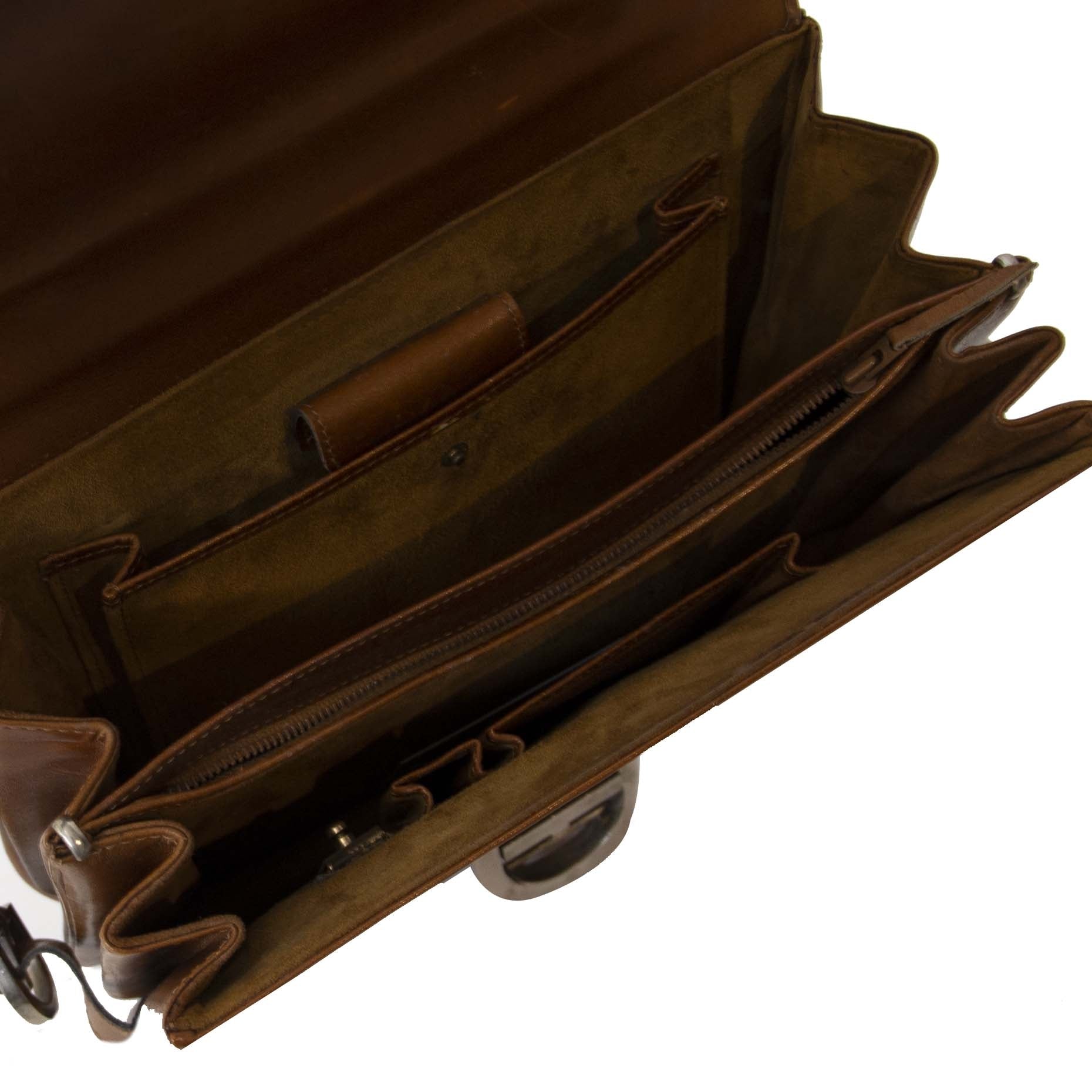 Delvaux Brillant Rouilly Cognac Top Handle Bag