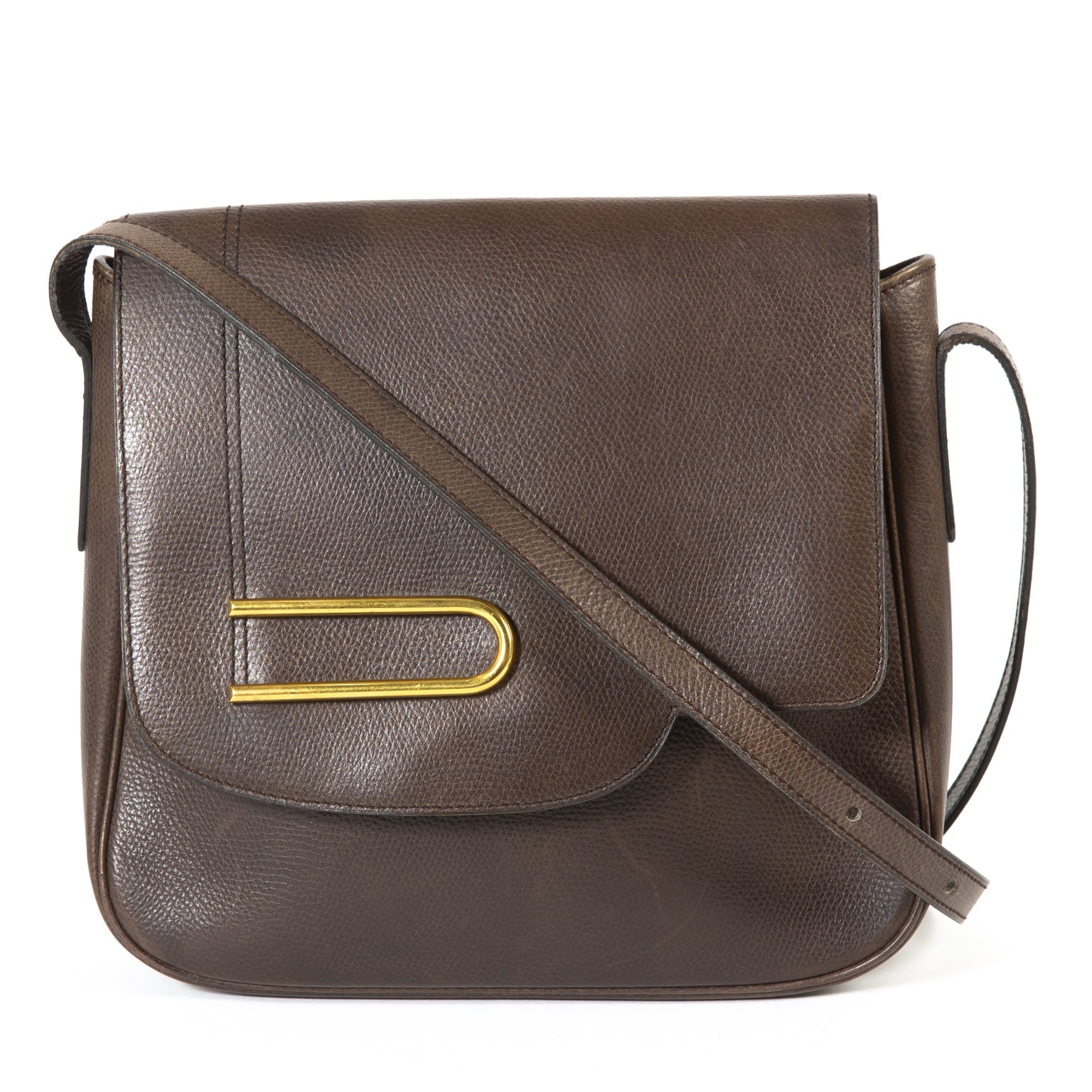 Delvaux Brown Leather Crossbody Bag now for sale at labellov vintage fashion webshop belgium