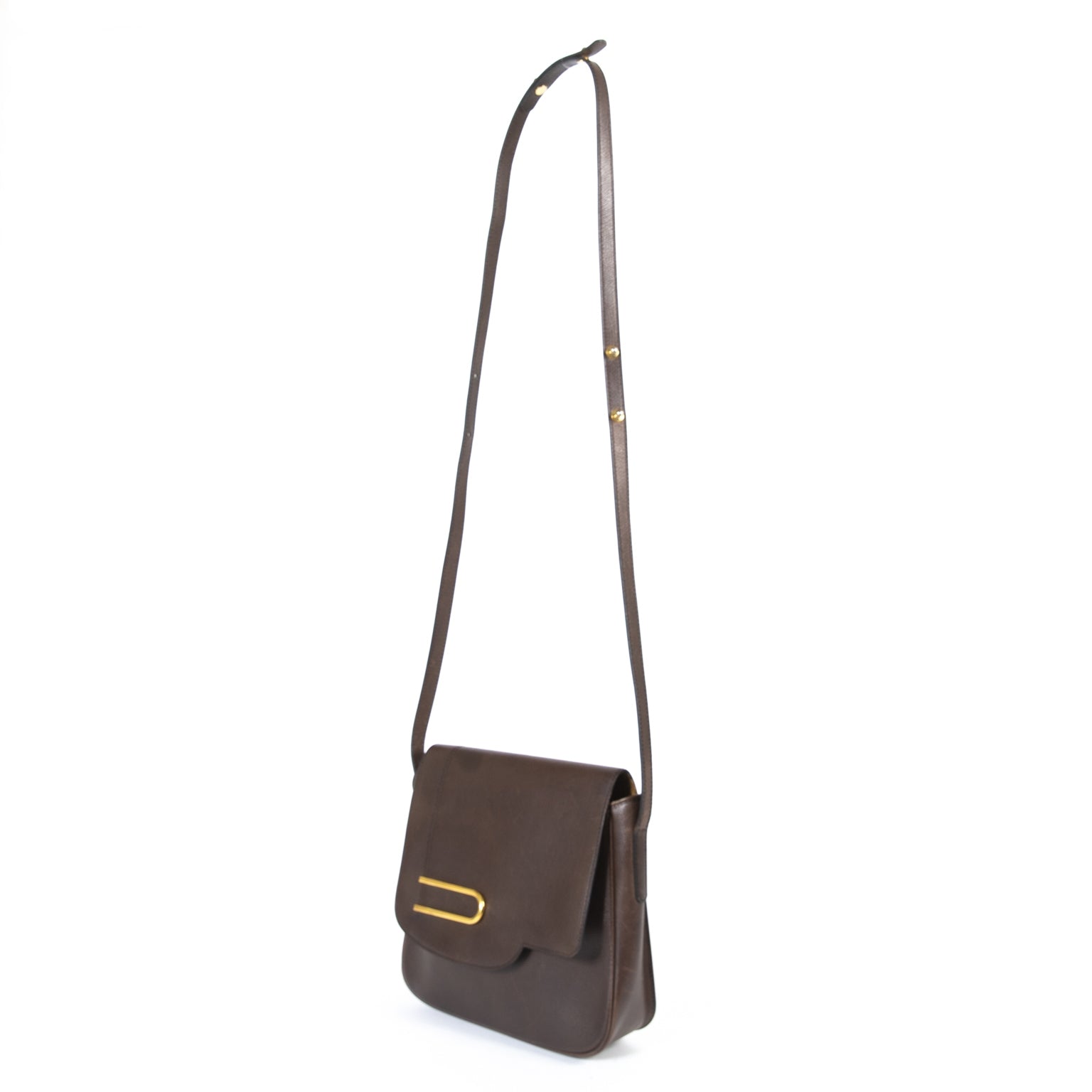 Delvaux Brown Leather Crossbody Bag now for sale at labellov vintage fashion webshop belgium