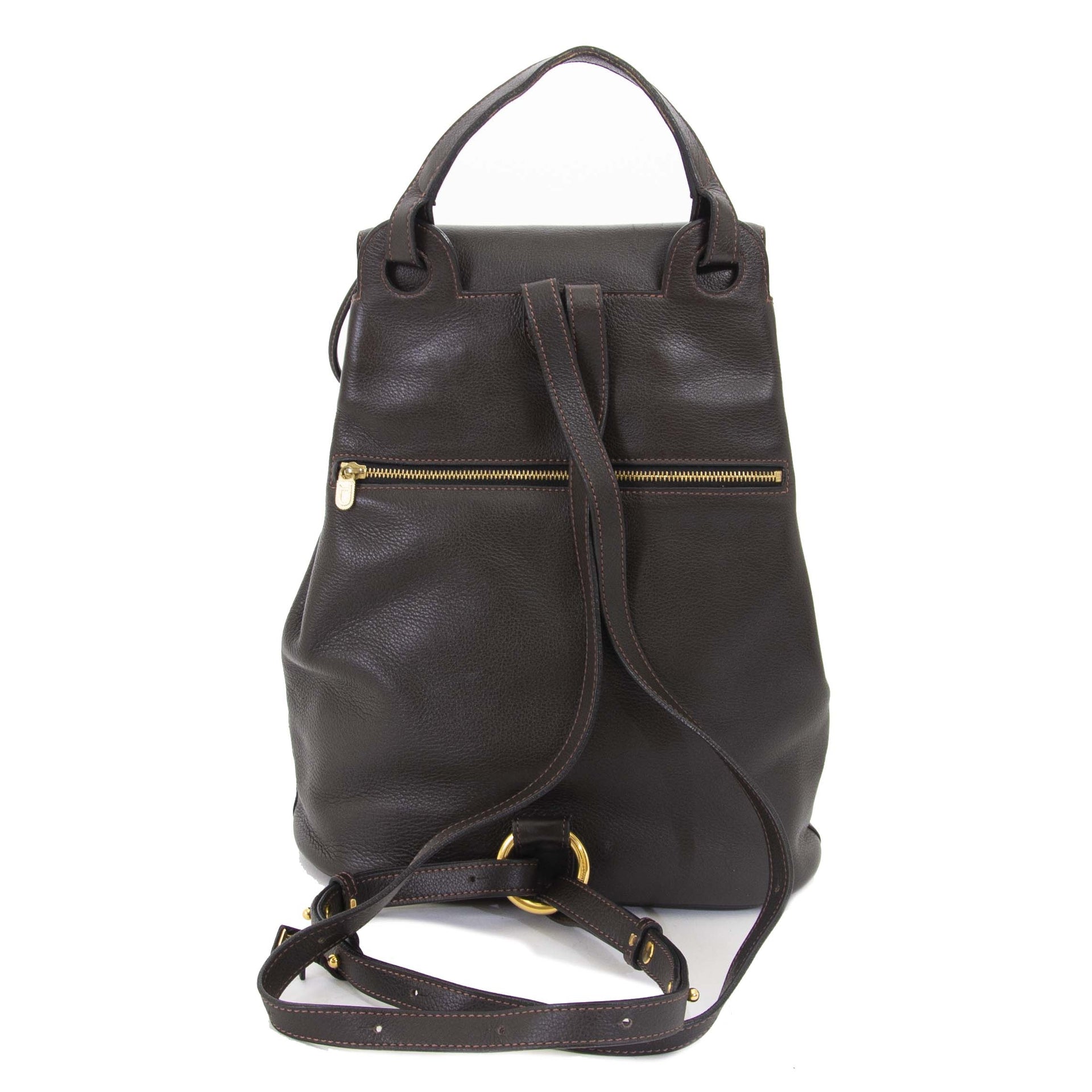 Delvaux Brown Soleil rugzak nu te koop bij labellov vintage mode webshop belgië