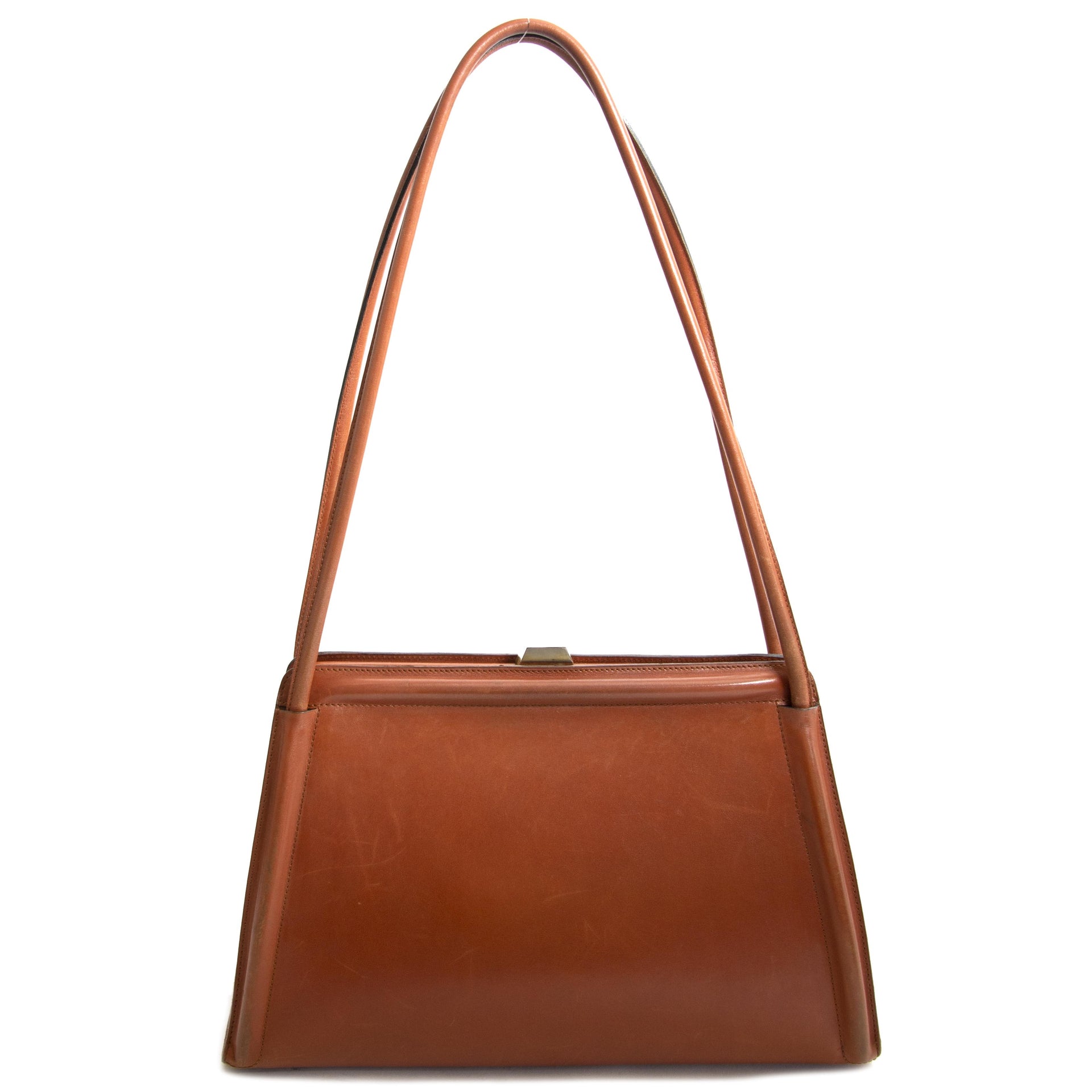 Delvaux Vintage Cognac Shoulder Bag now for sale at labellov vintage fashion webshop belgium