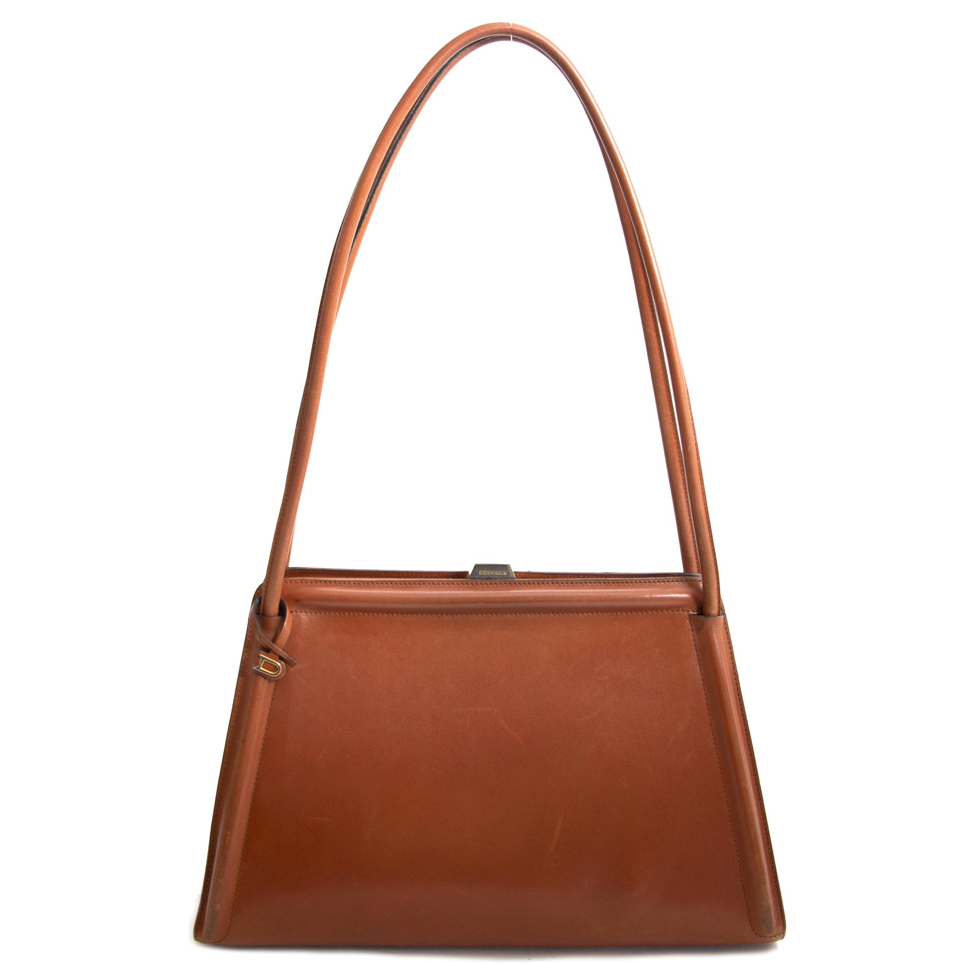 Delvaux Vintage Cognac Shoulder Bag now for sale at labellov vintage fashion webshop belgium
