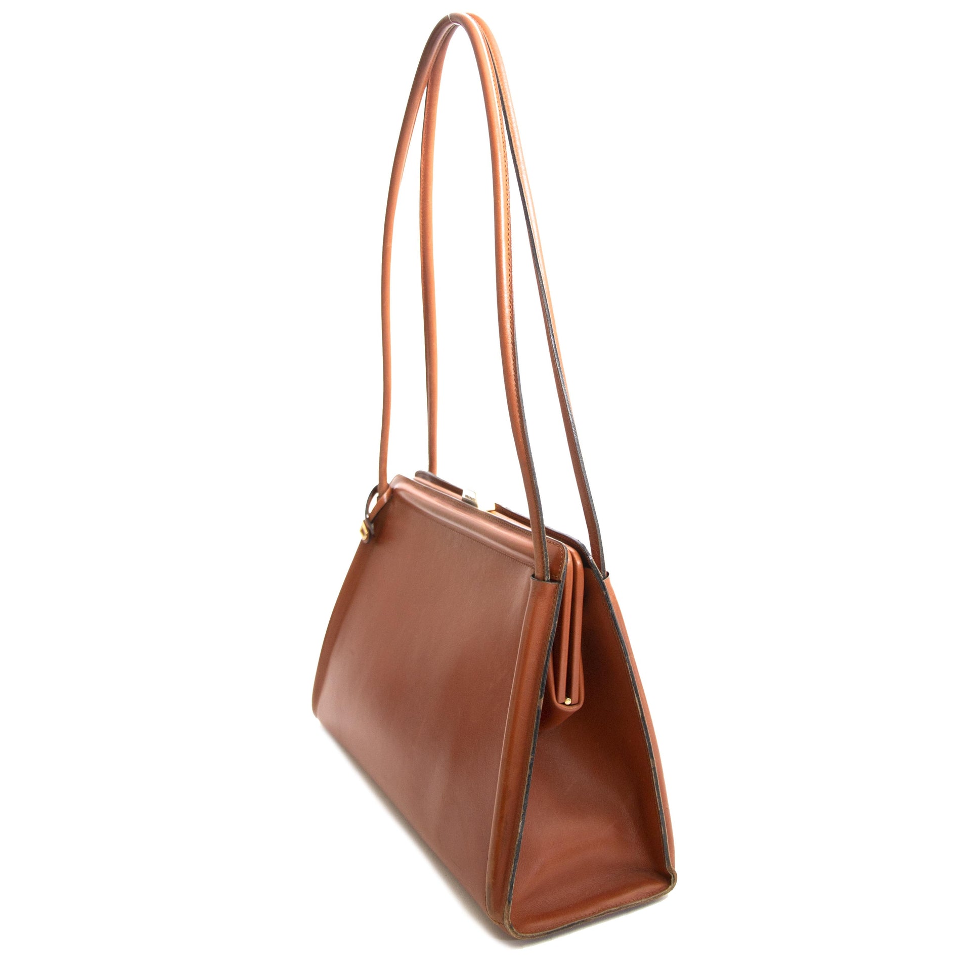 Delvaux Vintage Cognac Shoulder Bag now for sale at labellov vintage fashion webshop belgium