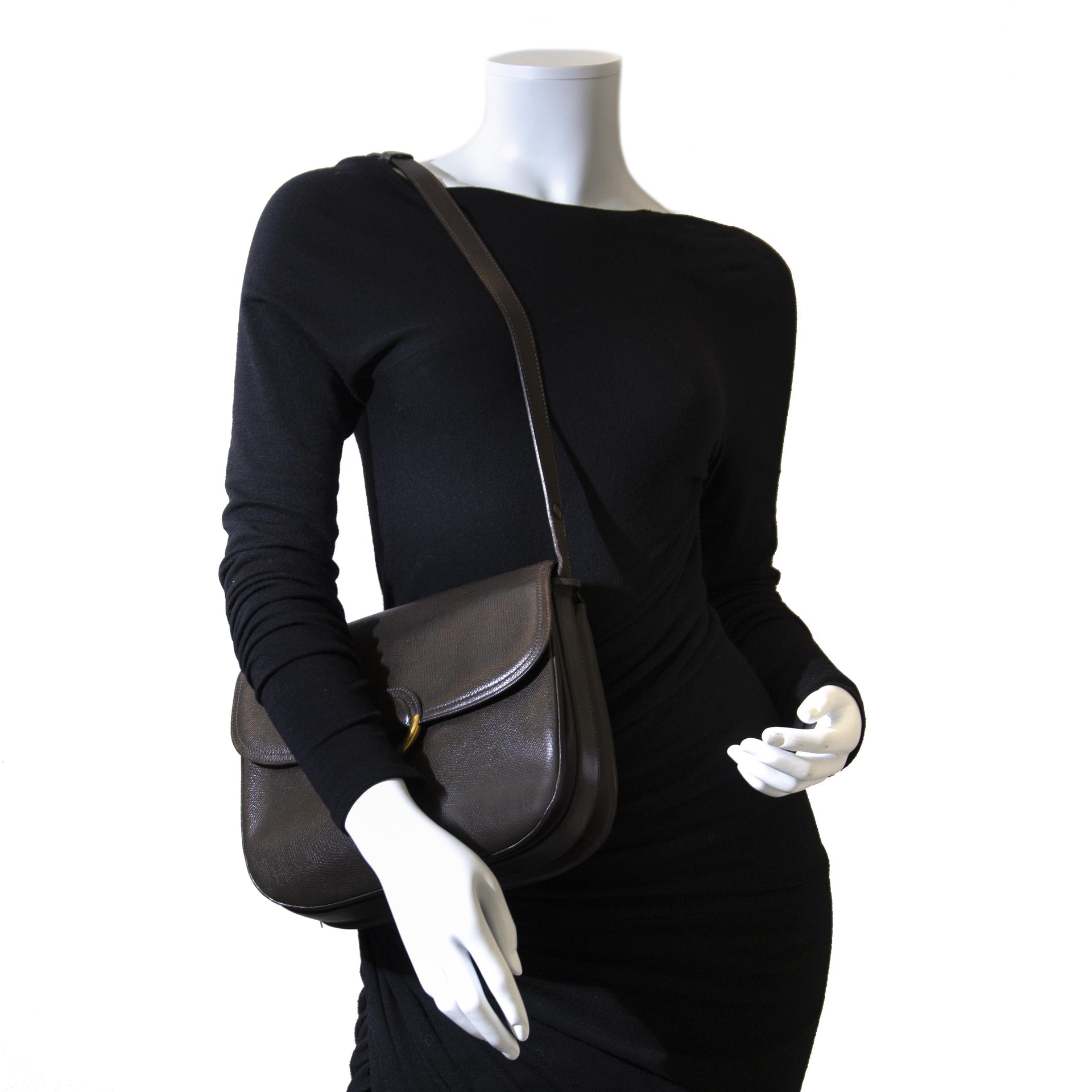 Delvaux Dark Brown Logo Crossbody Bag