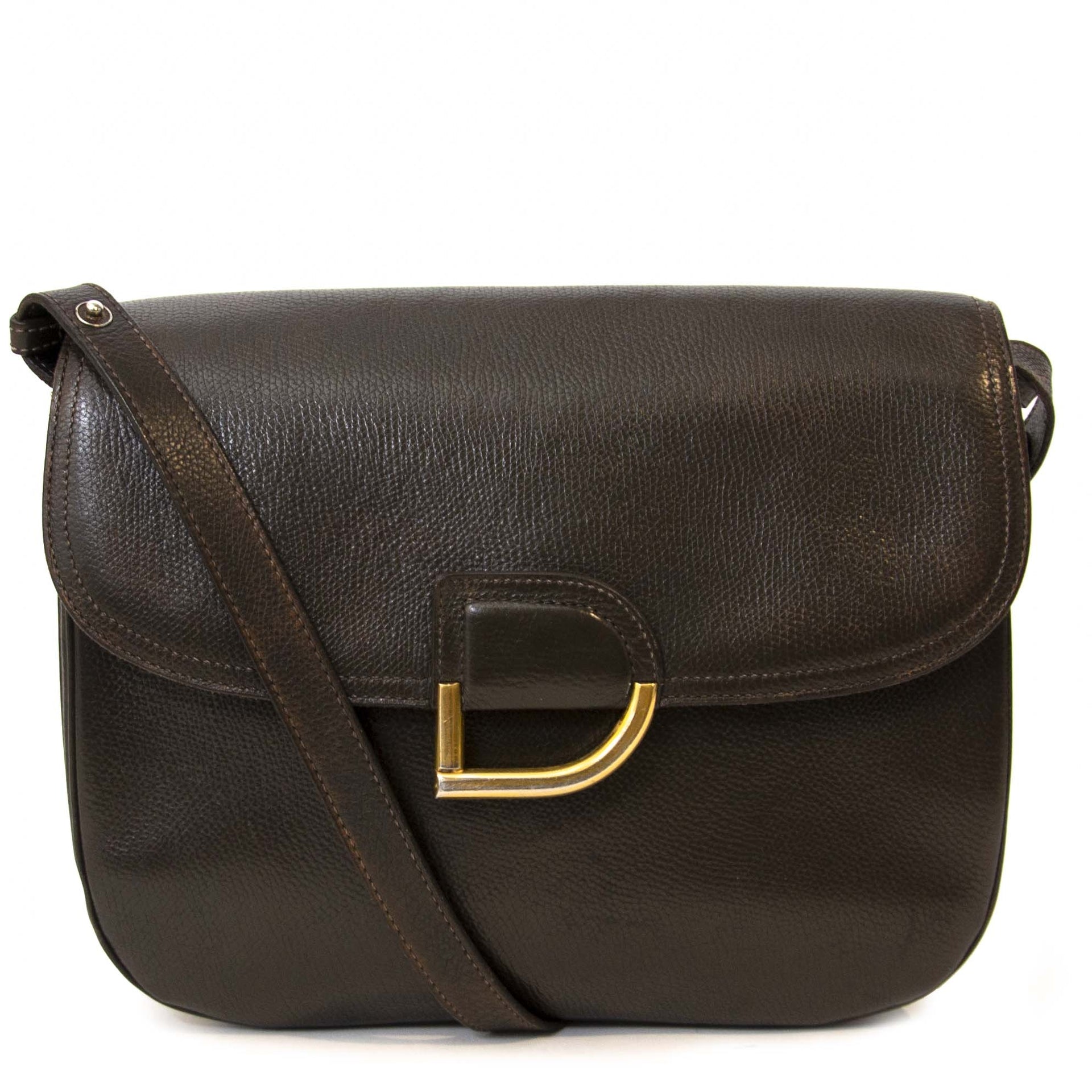 Delvaux Dark Brown Logo Crossbody Bag