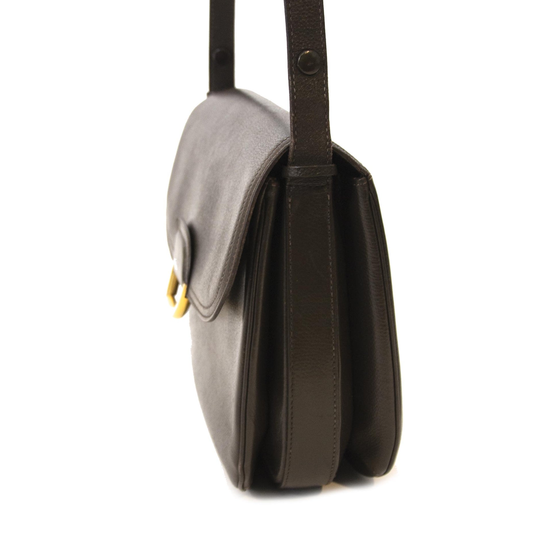Delvaux Donkerbruine Logo Crossbodytas