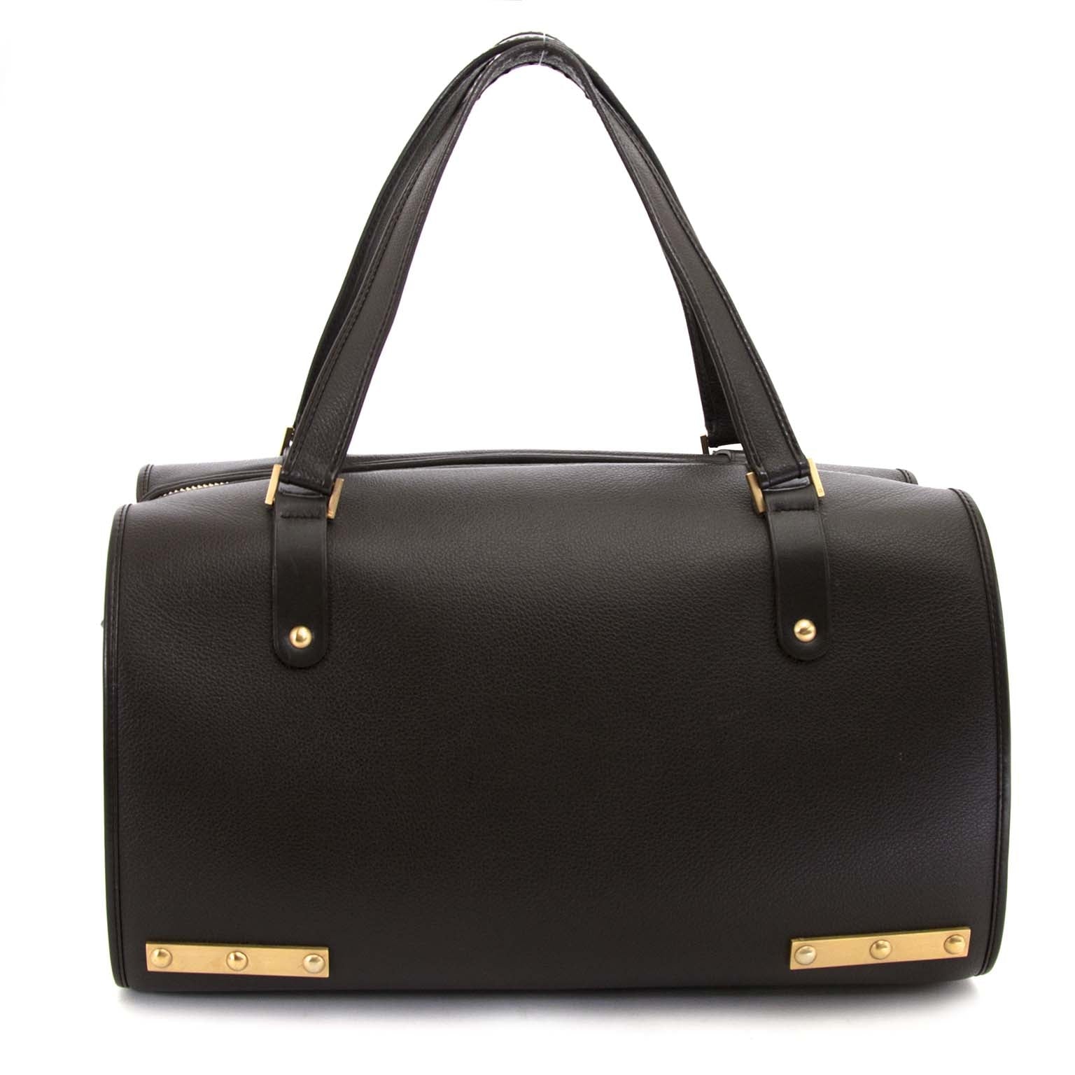koop veilig en online tweedehands Delvaux Brown Leather Louise Boston bij labellov vintage winkel