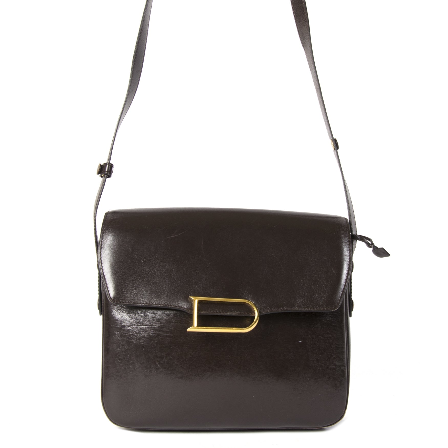 Delvaux Dark Brown Logo Crossbody Bag