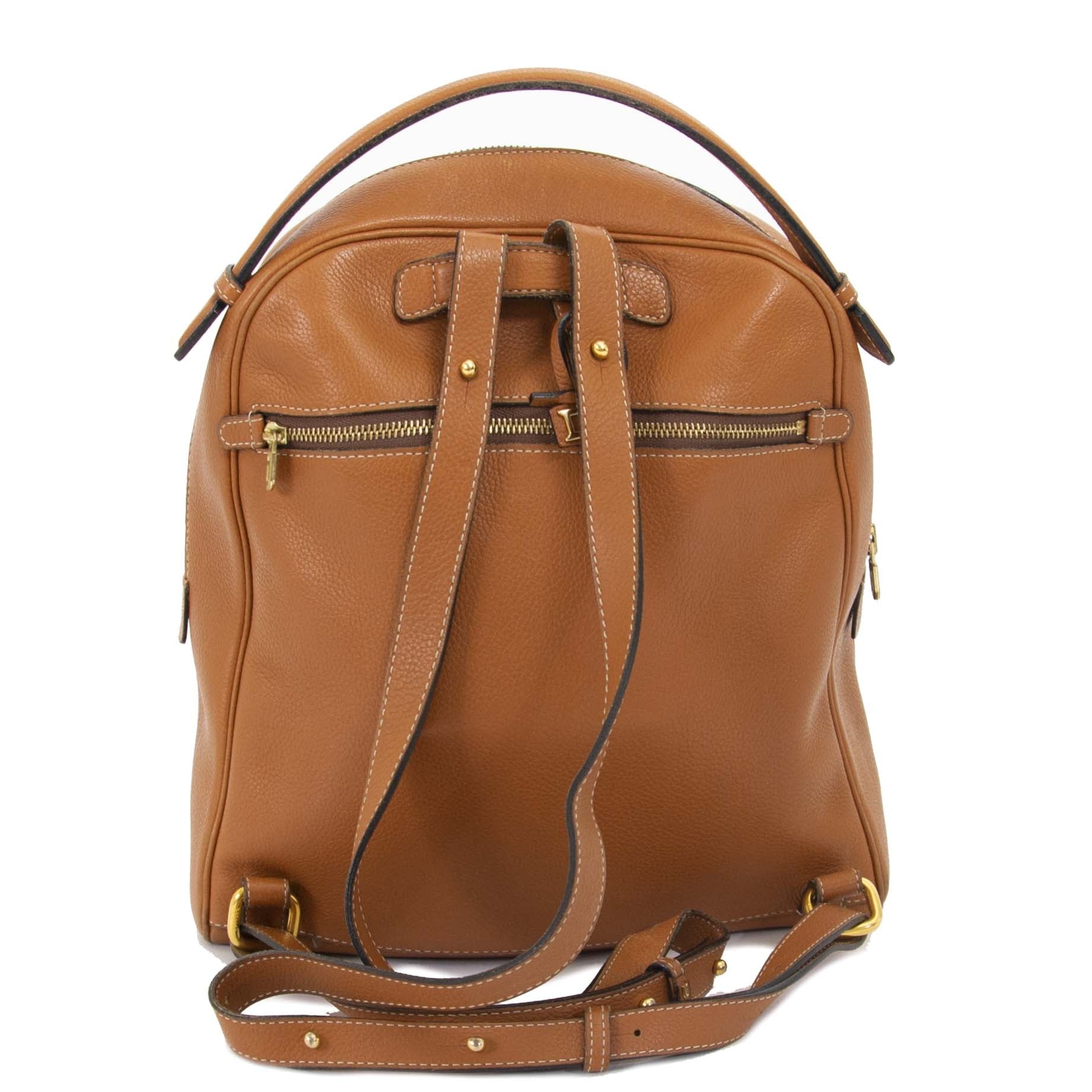 Delvaux Cognac Givry Backpack now for sale at labellov vintage fashion webshop belgium