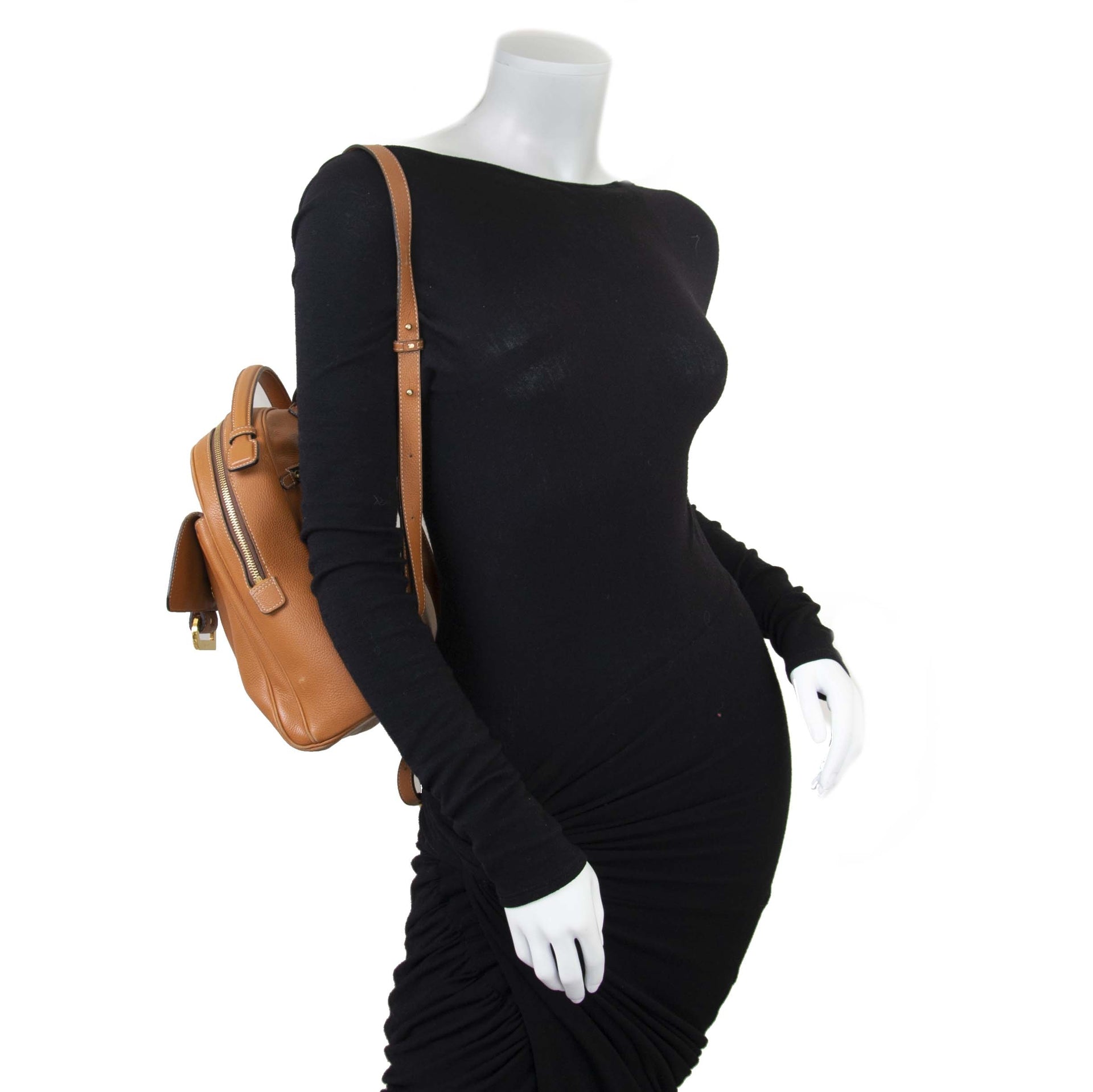 Delvaux Cognac Givry Backpack now for sale at labellov vintage fashion webshop belgium