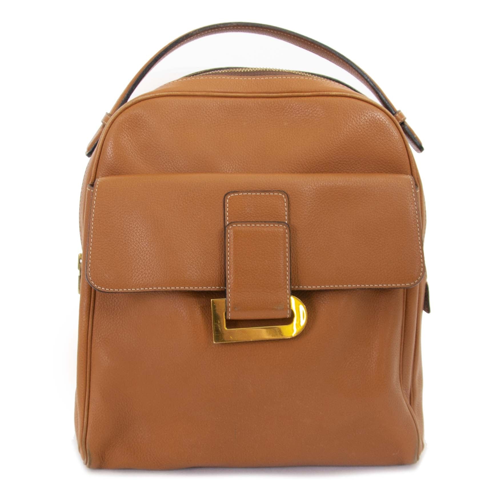 Delvaux Cognac onde Backpack now for sale at labellov vintage fashion webshop belgium