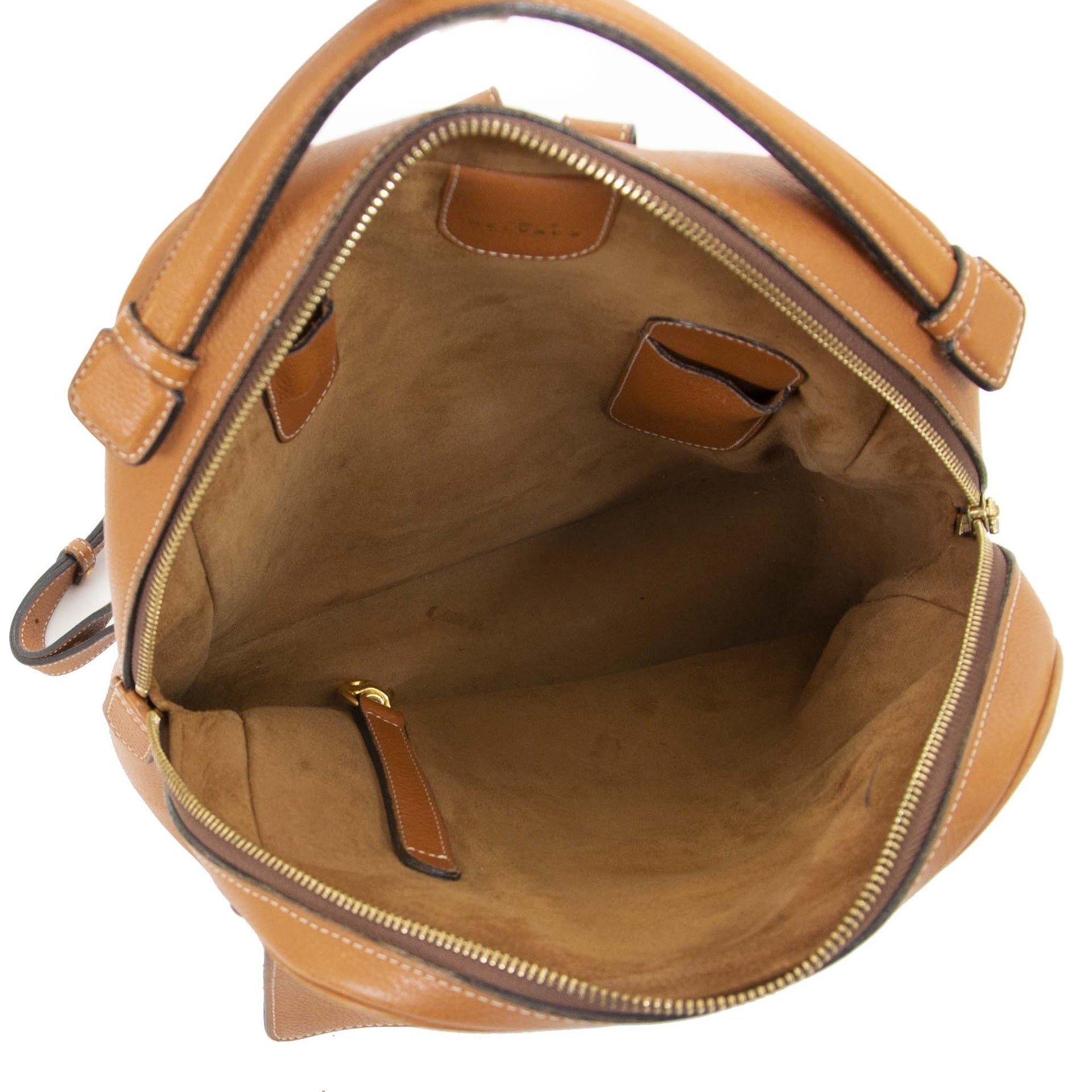 Delvaux Cognac Givry Backpack now for sale at labellov vintage fashion webshop belgium
