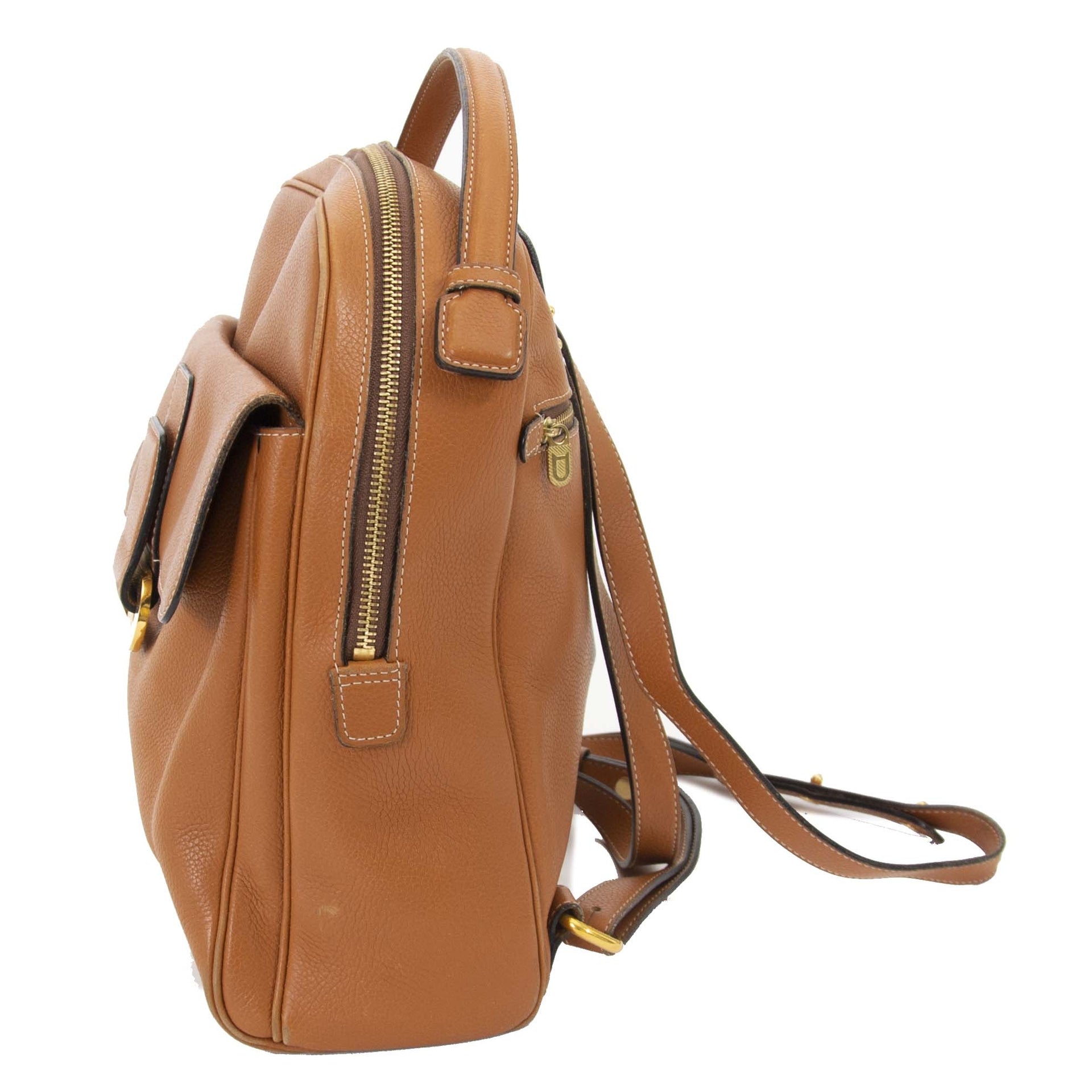 Delvaux Cognac Givry Backpack now for sale at labellov vintage fashion webshop belgium