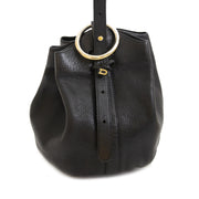 Delvaux Black Leather Rose Des Vents Bucket Bag