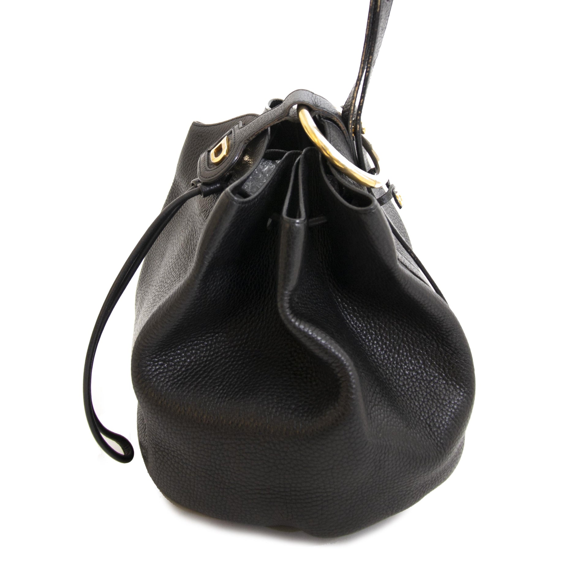 Sac seau Delvaux Rose Des Vents en cuir noir