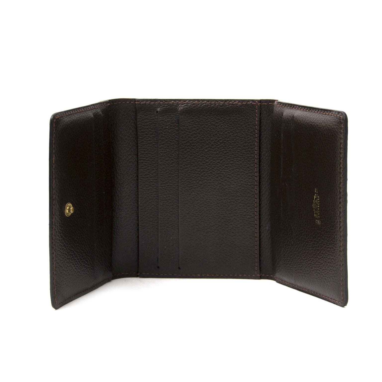 Koop een Delvaux Brown Pebbled Leather Card Holder Flap Wallet