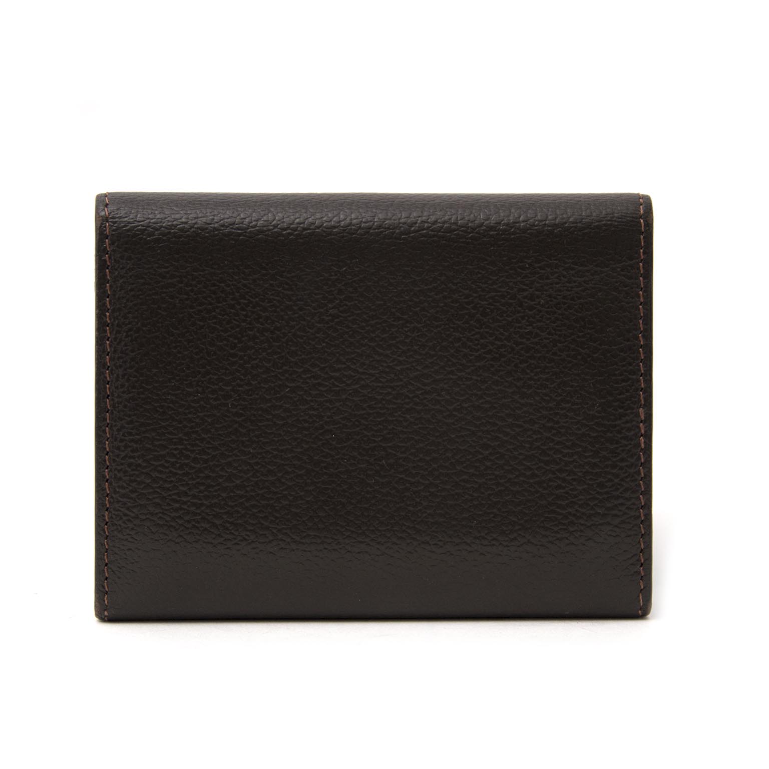 Buy your authentic Delvaux Brown Pebbled Leather Card Holder Flap Wallet