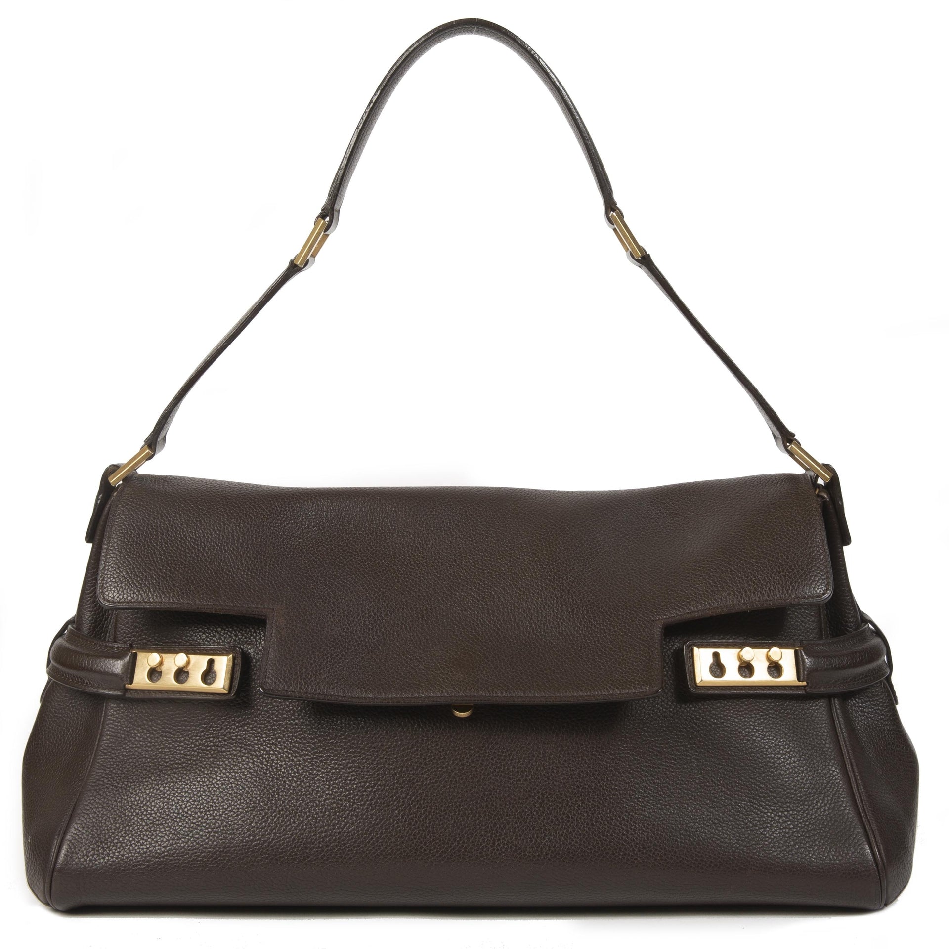 Delvaux Tempete MM Dark Brown Shoulder Bag