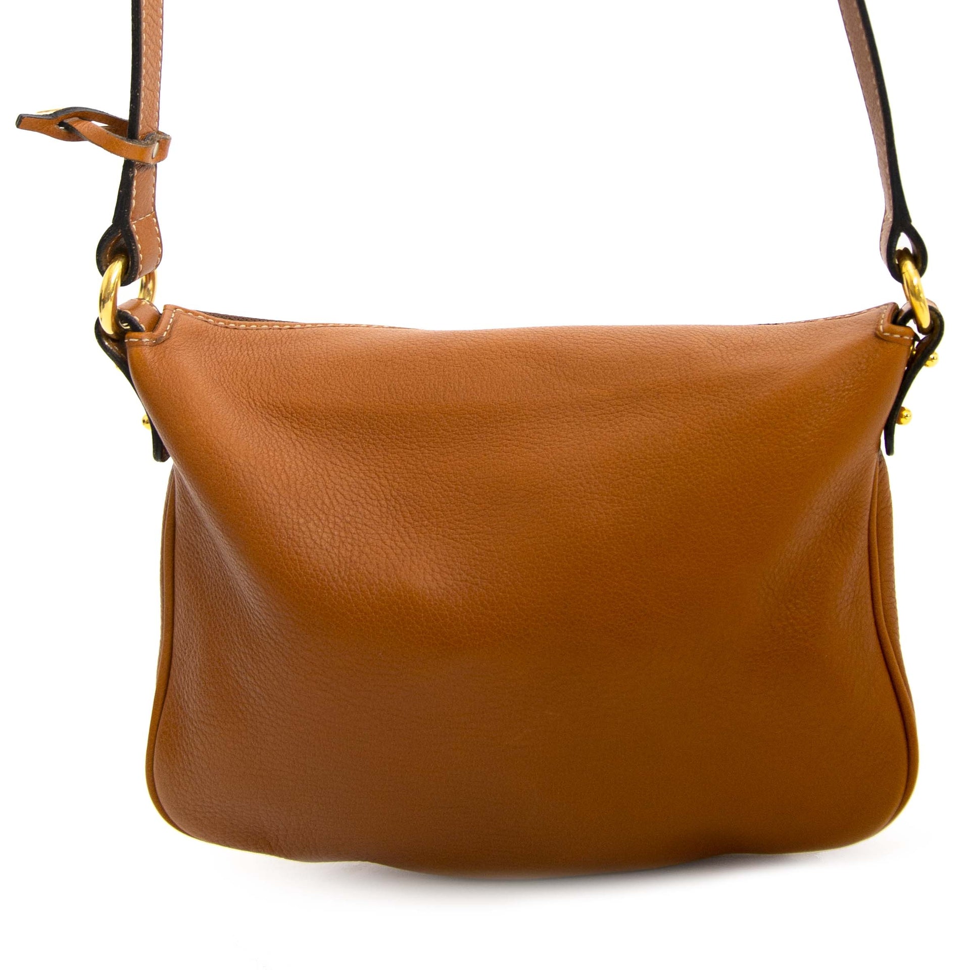 Vintage preloved bags Delvaux crossbody brown handtas tas bruin leder