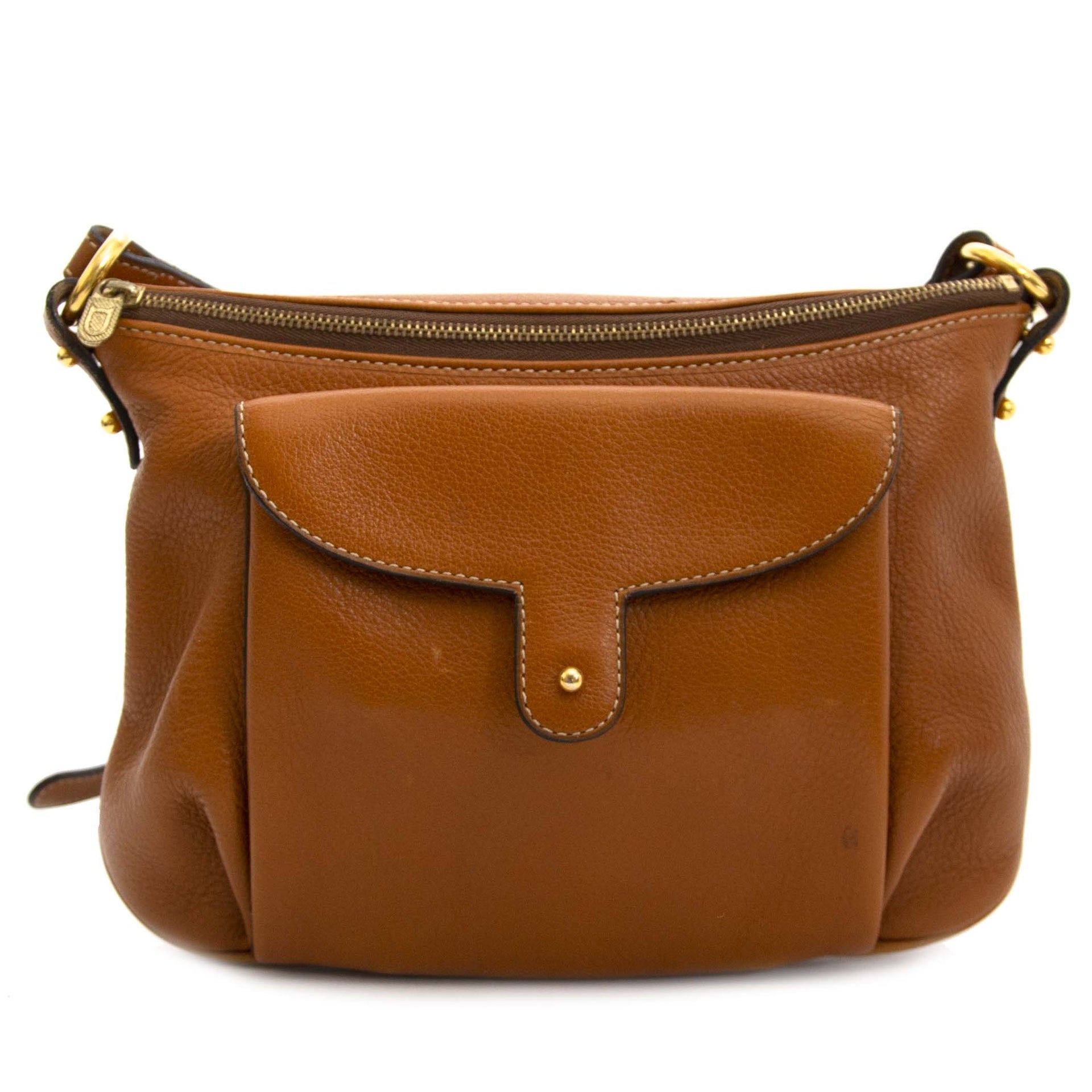 Vintage preloved bags Delvaux crossbody brown handtas tas bruin leder