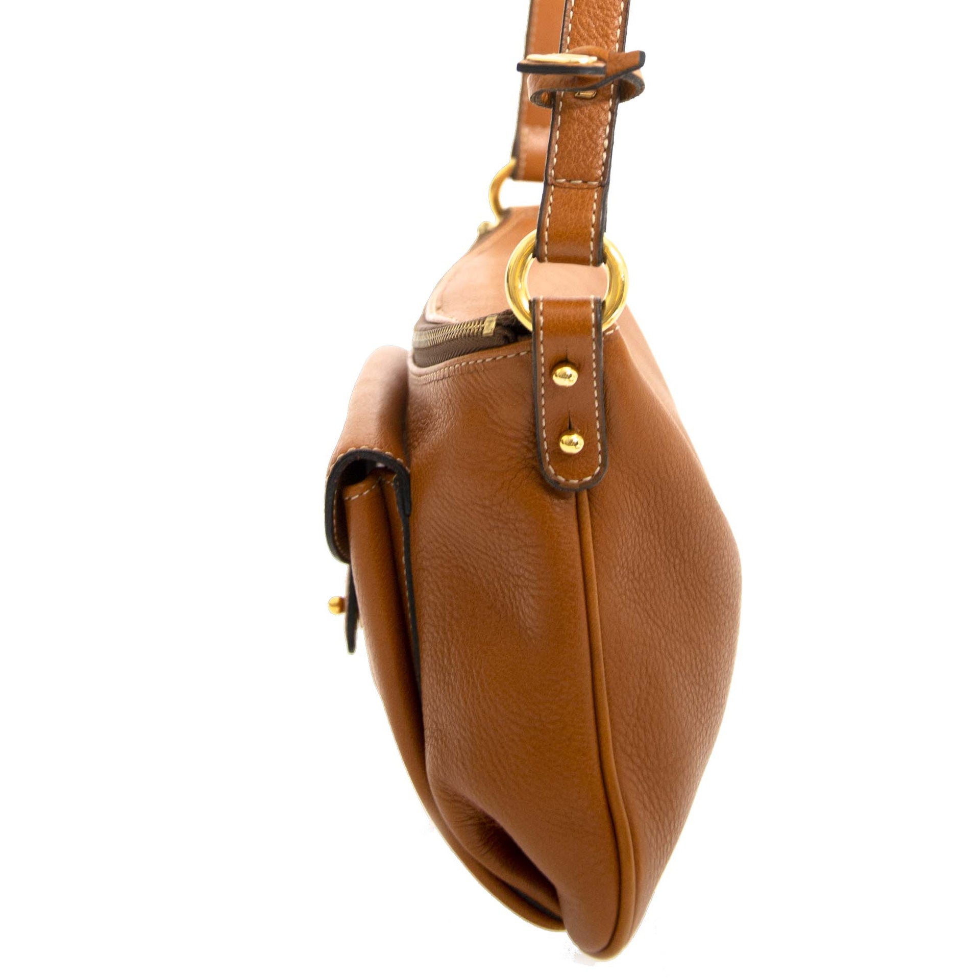 Vintage preloved bags Delvaux crossbody brown handtas tas bruin leder