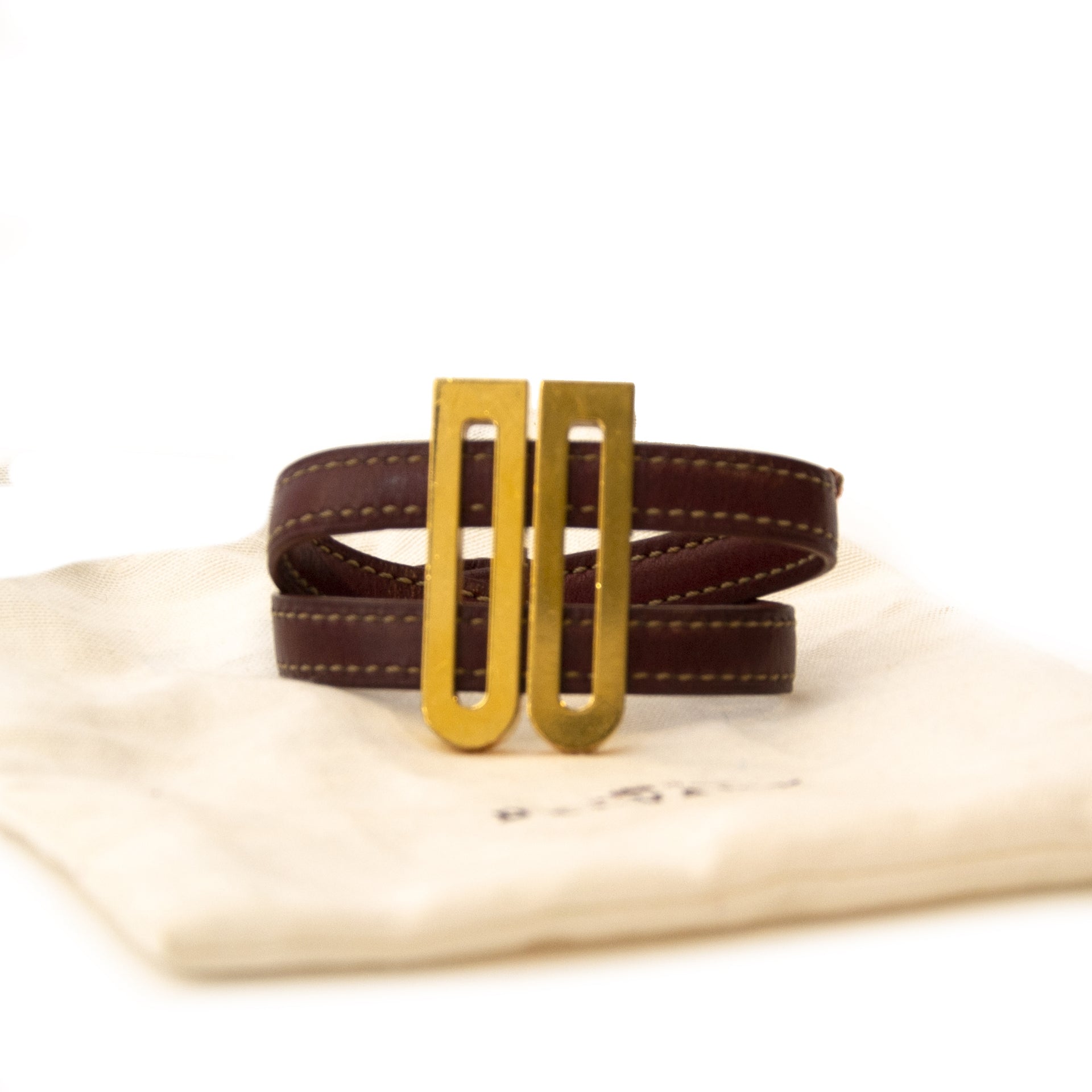 Delvaux Brown leather Gold D bracelet for the best price at Labellov secondhand