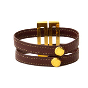 Buy your authentic Delvaux Brown leather Gold D bracelet