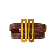Koop uw authentieke Delvaux Brown leather Gold D bracelet