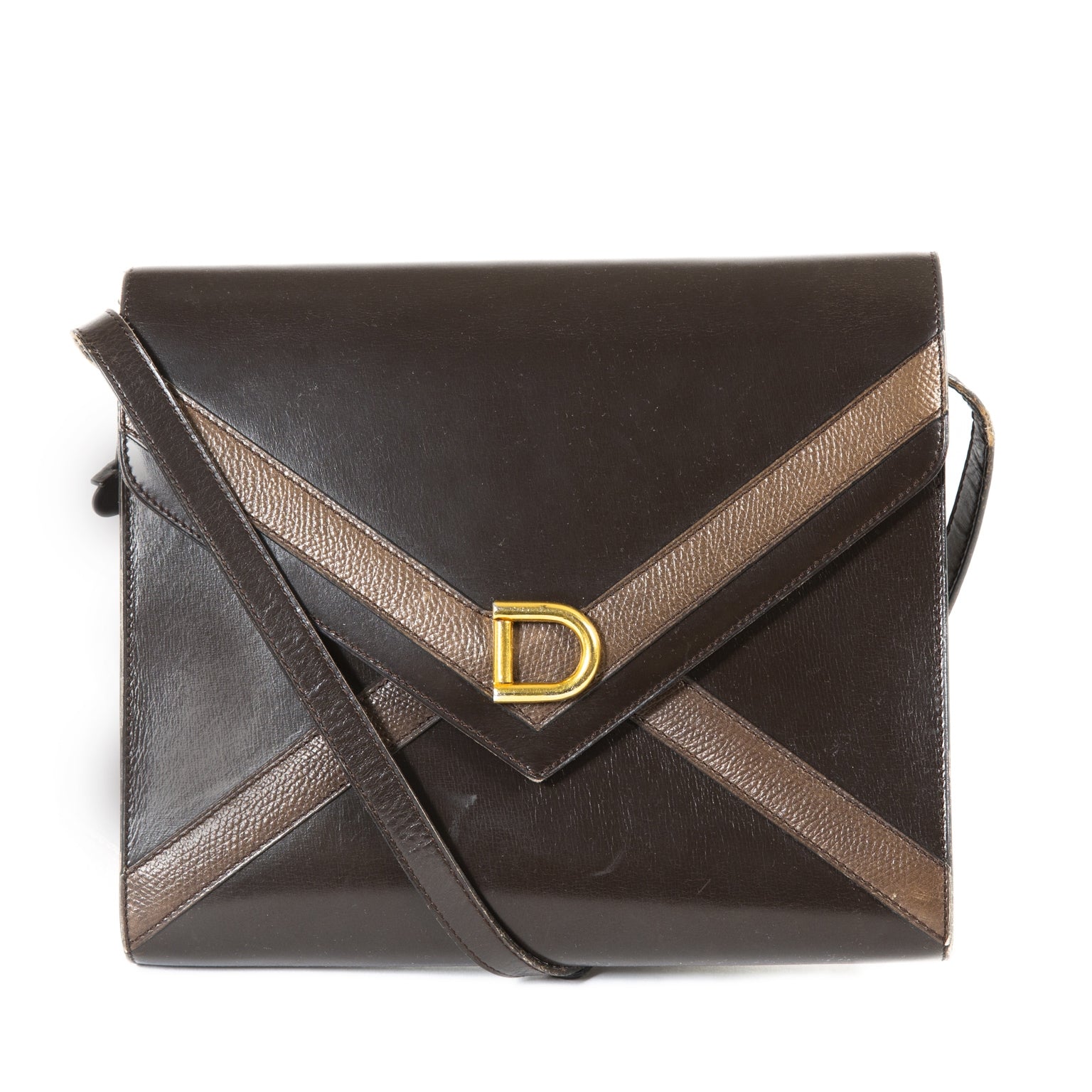 Delvaux Brown Envelope Shoulder Bag now for sale at labellov vintage fashion webshop belgium