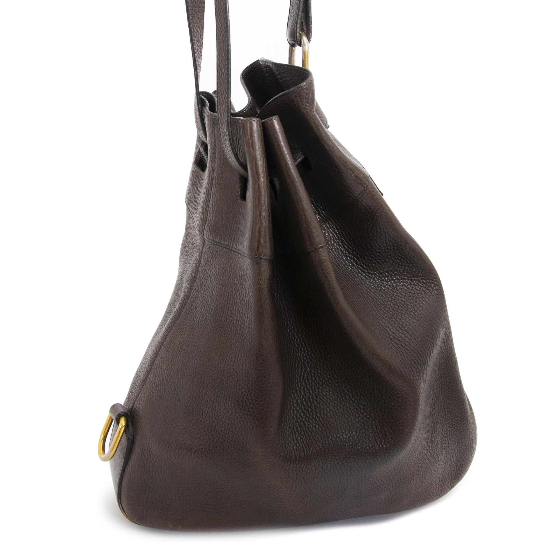 Delvaux Brown Leather Catogan Trotteur tas nu te koop bij labellov vintage mode webshop aan de laagste prijs
