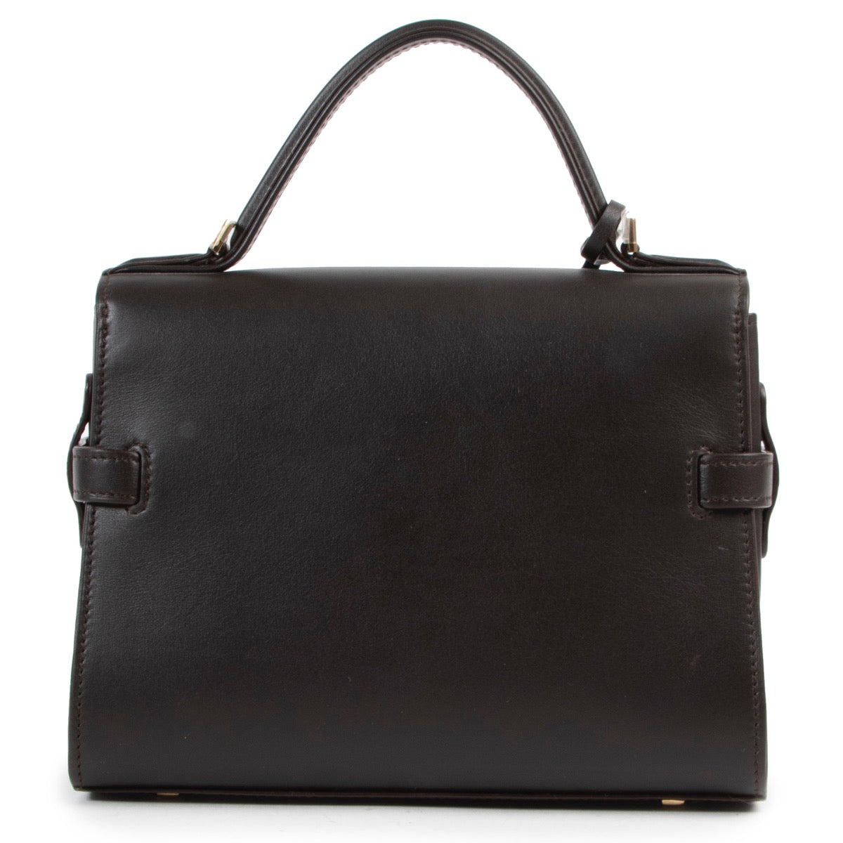 authentic Delvaux Dark Brown Mini Tempete Calf Souple