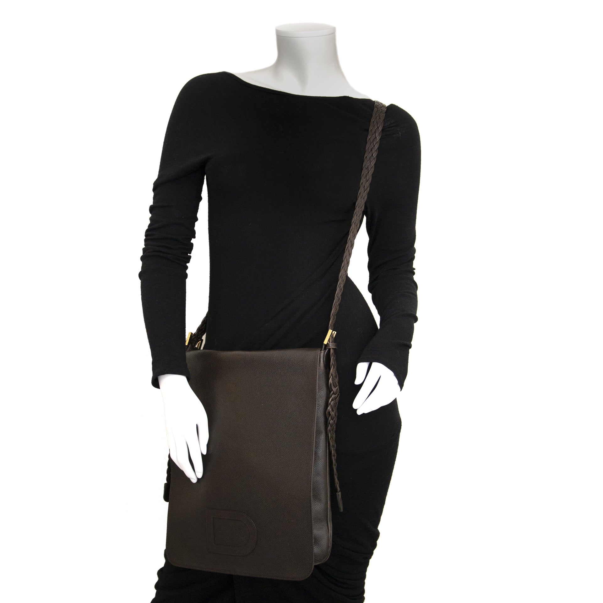 Delvaux Louise Baudrier Brown Leather Shoulder Bag