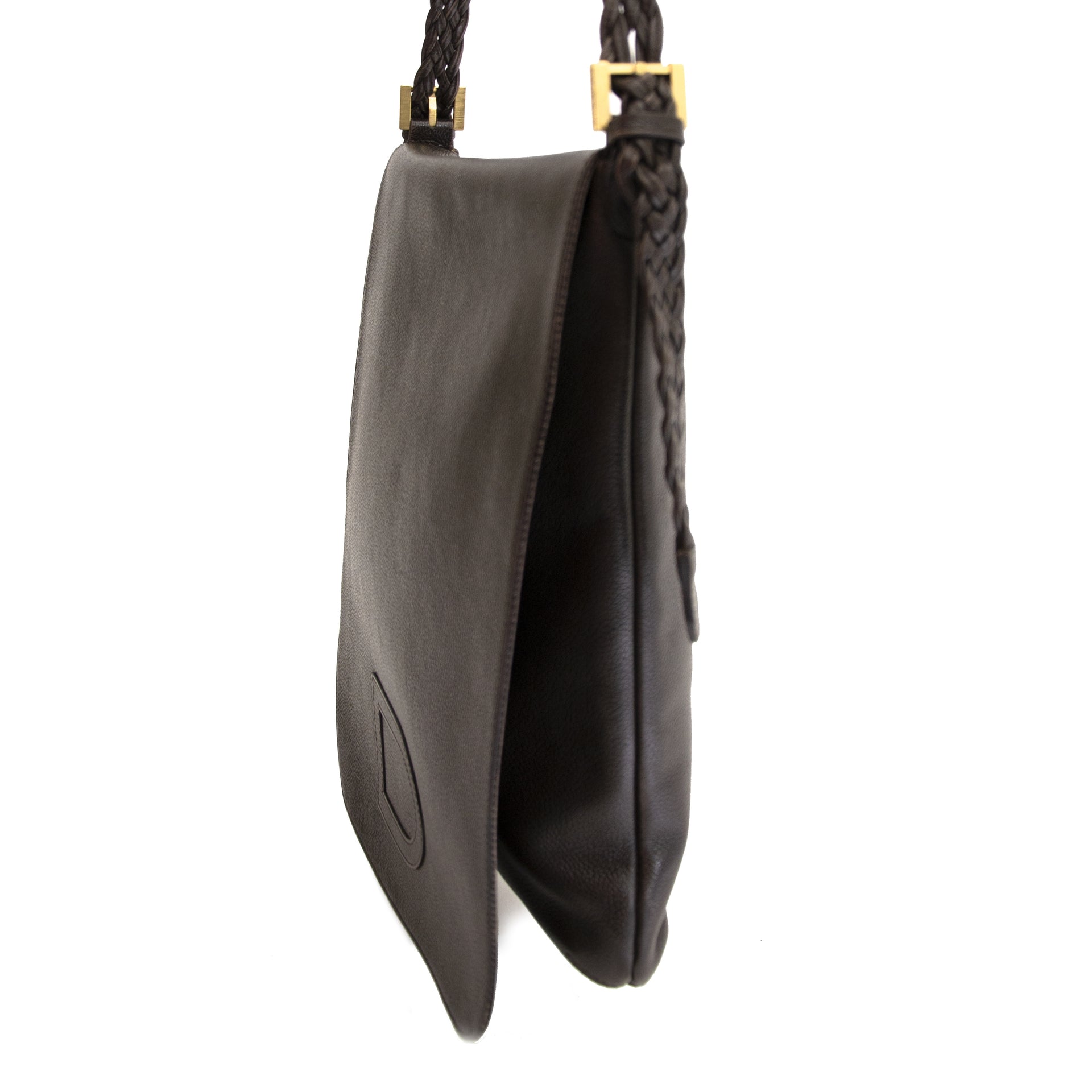 Delvaux Louise Baudrier Brown Leather Shoulder Bag