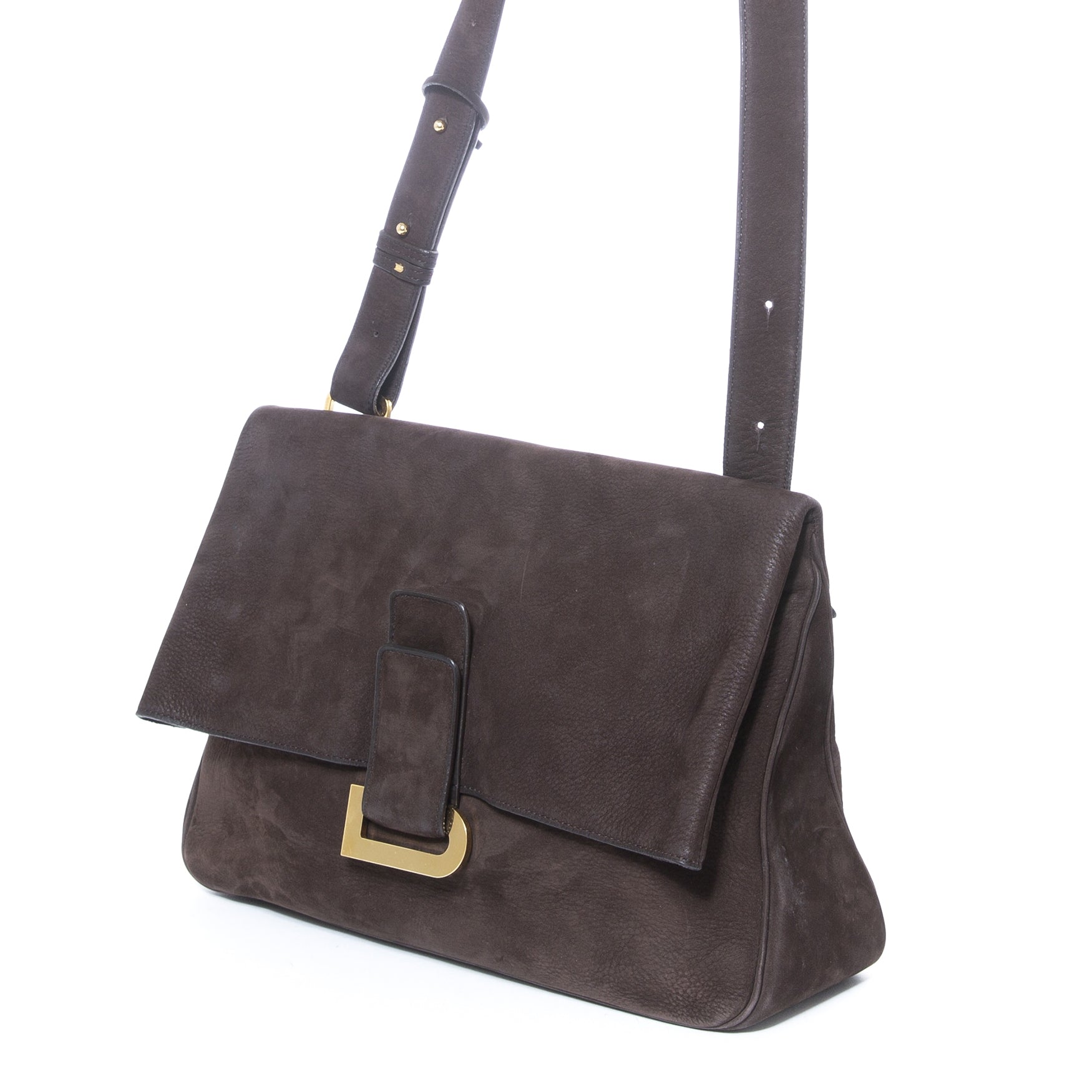 Delvaux Bruine Nubuck Schoudertas