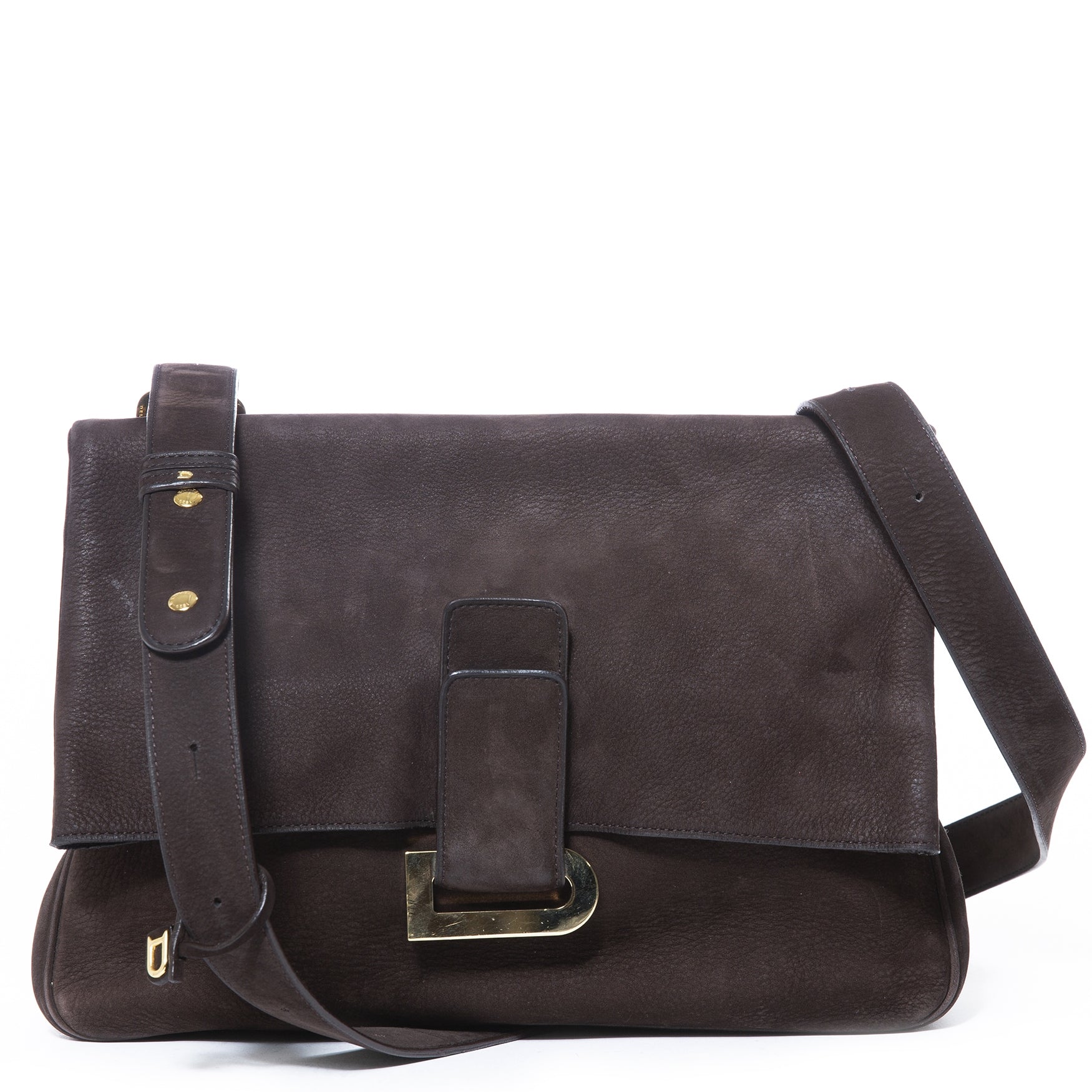 Delvaux Bruine Nubuck Schoudertas