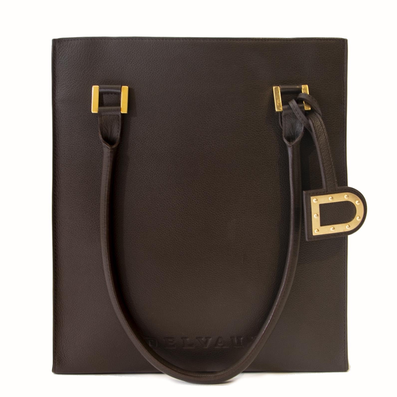 Authentieke tweedehands Delvaux Jeff bruin leeder juiste prijs veilig online winkelen LabelLOV webshop luxe merken winkelen Antwerpen