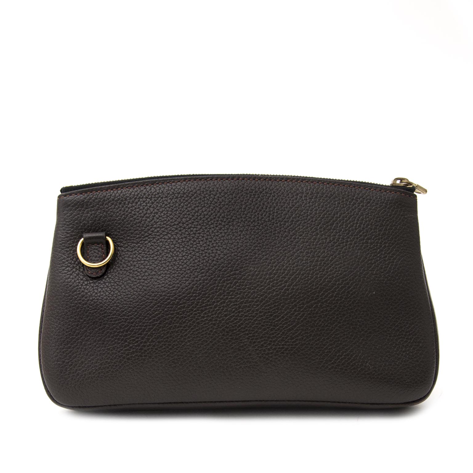 Delvaux Brown Pebbled Leather Pouch