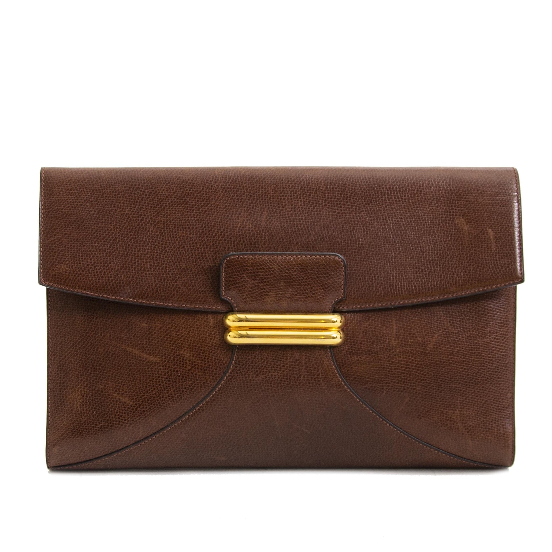 Delvaux Brown Leather Clutch for the best price at Labellov