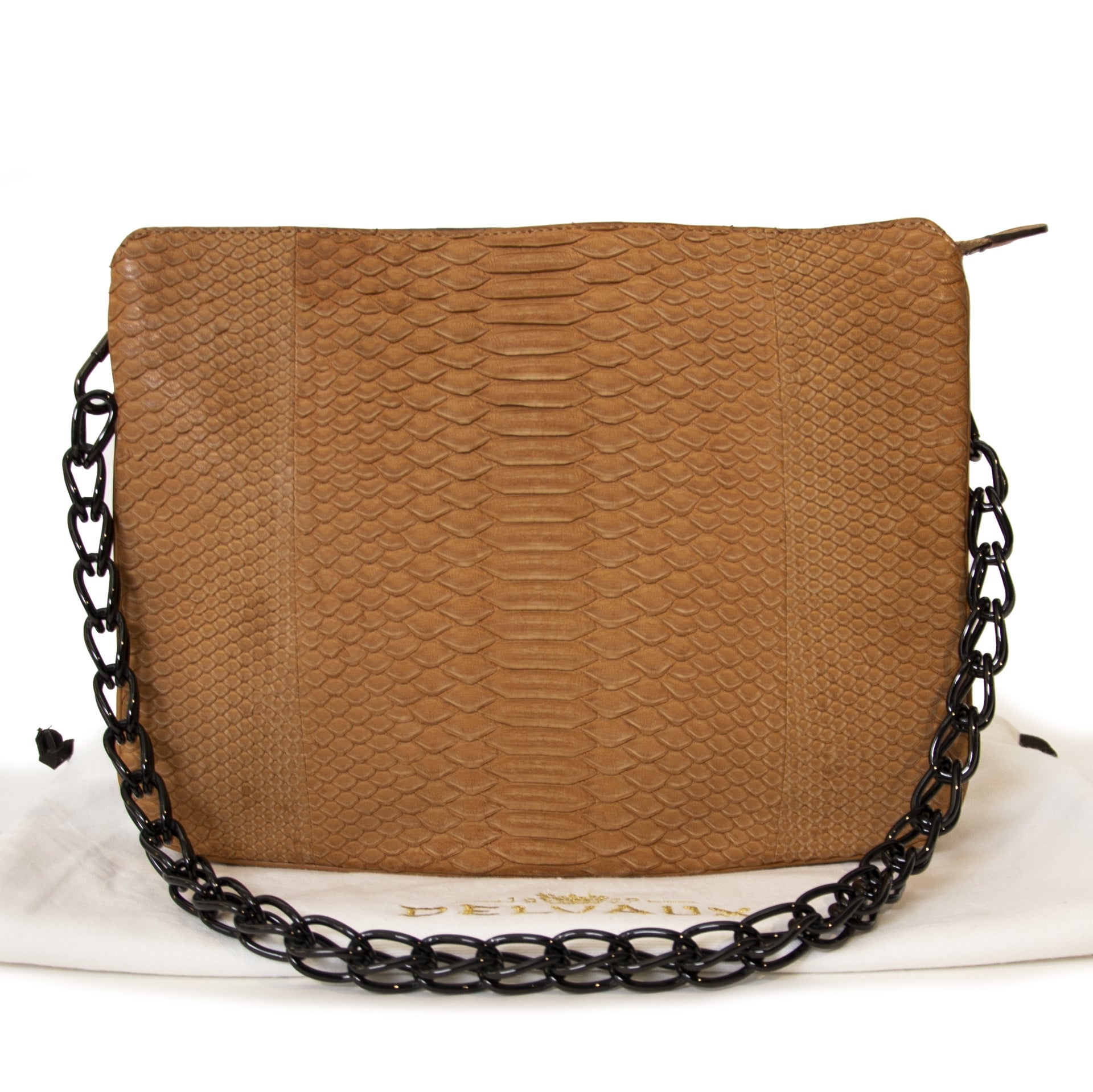 Authentieke tweedehands vintage Delvaux Allure Trio Python Nubuck koop online webshop LabelLOV