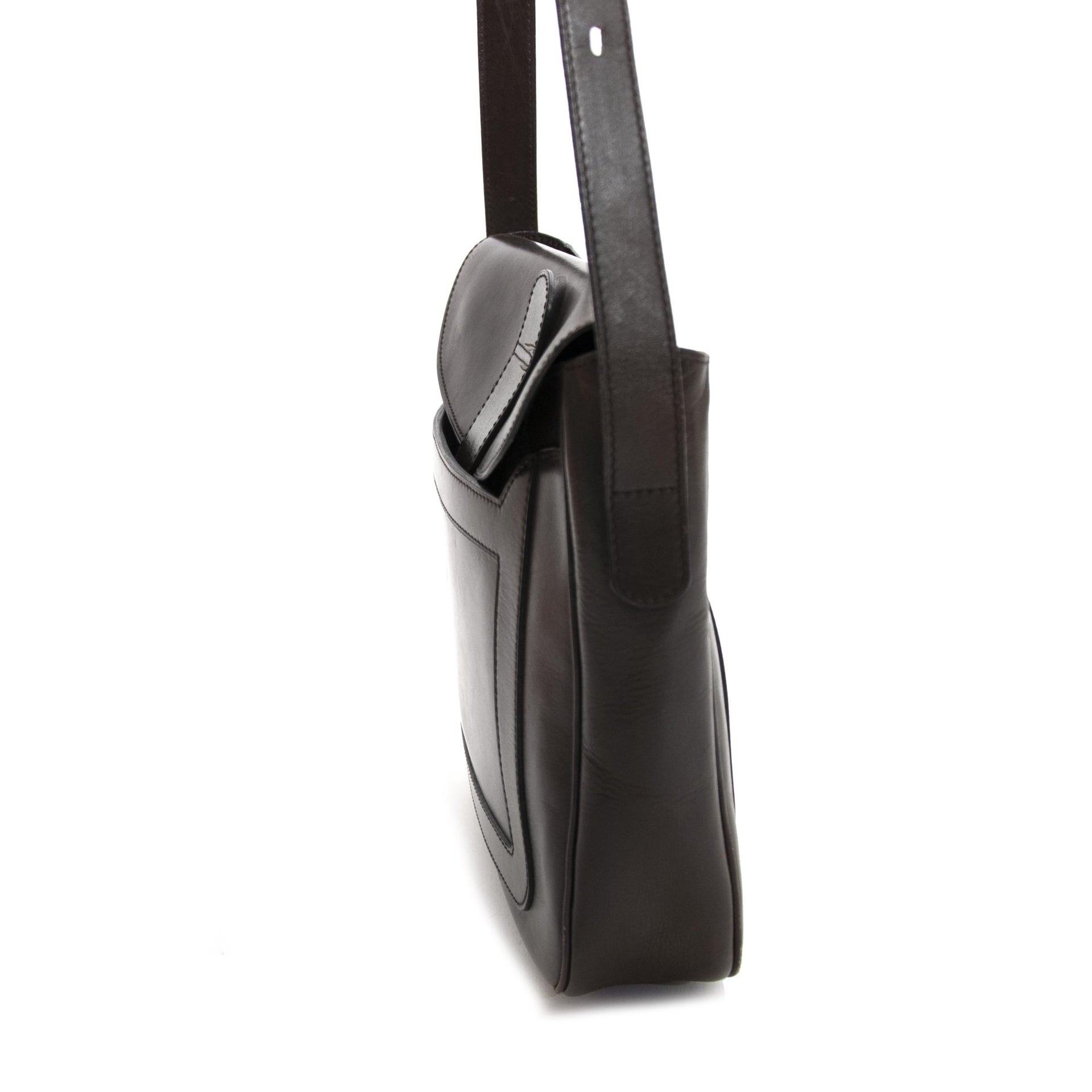 Delvaux Brown Shoulder Bag now for sale at labellov vintage fashion webshop belgium for the lowest price